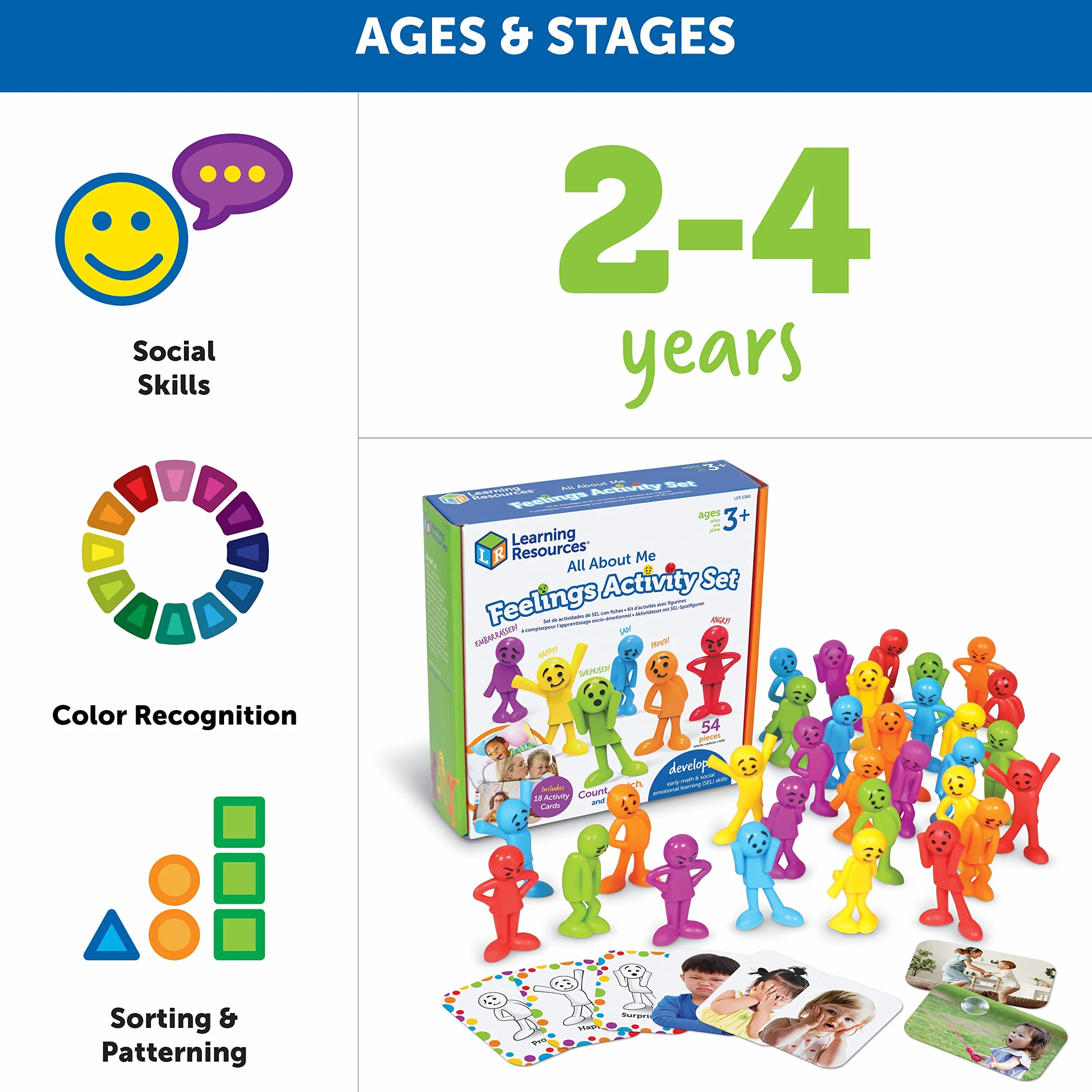 Learning Resources Wszystko O Mnie Uczucia Aktywnosc 54-Kawalki Zestaw, Wielobarwny