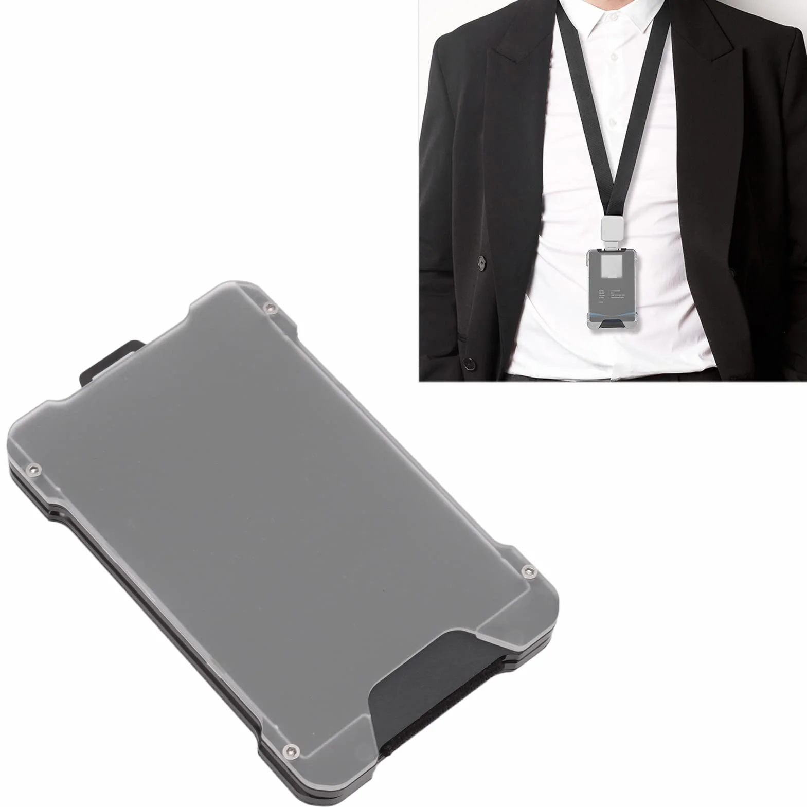 3 Etui na wizytówkę, Etui na wizytówkę ze Stopu Aluminium, Etui na wizytówkę, Etui na Identyfikator o Dużej Wytrzymałości na przywieszkę roboczą, Przywieszka do Zawieszania