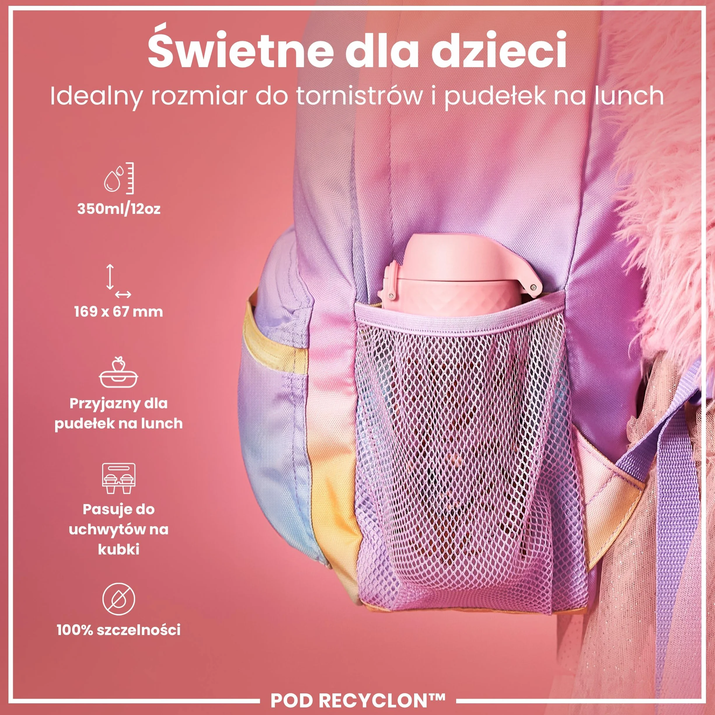 ION8 Butelka dla Dzieci, 350 ml/12 oz, Szczelna, Łatwa do Otwarcia, Bezpieczny Zamek, Można Myć w Zmywarce, Bez BPA, Uchwyt do Przenoszenia, Łatwa do Czyszczenia, Bezwonny, Koale