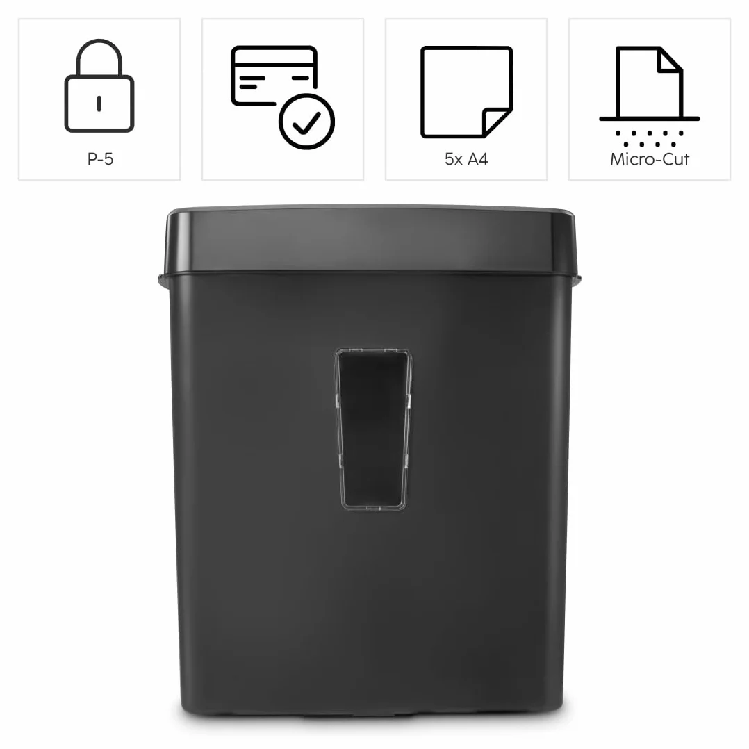Hama Niszczarka Prime M50CD-B P5 T2 E2 O1, Niszczy Dokumenty, Karty i Płyty CD, Bezpieczny Poziom P5, Idealny do Domu i Biura, Spełnia Wymagania RODO