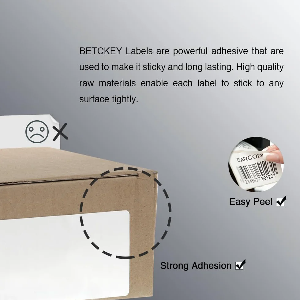 BETCKEY - 1 Rolek Etykiety Termiczne, 50 x 25mm(2 x 1"), 1300 Etykiety Samoprzylepne Kompatybilny z Drukarką Etykiet Zebra, Klej Premium & Perforowane