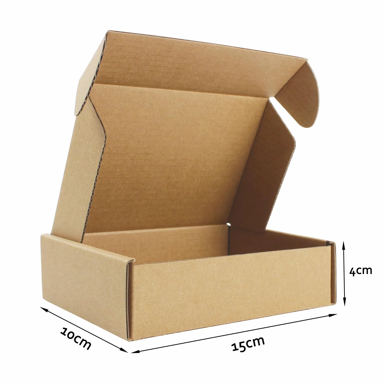 15 x 10 x 4 cm Kraft Składane Pudełko Wysyłkowe – Karton z Recyklingu – Naturalny Brąz Wewnątrz i Na Zewnątrz – Na Biżuterię, Rękodzieło i Prezenty – 25 szt.