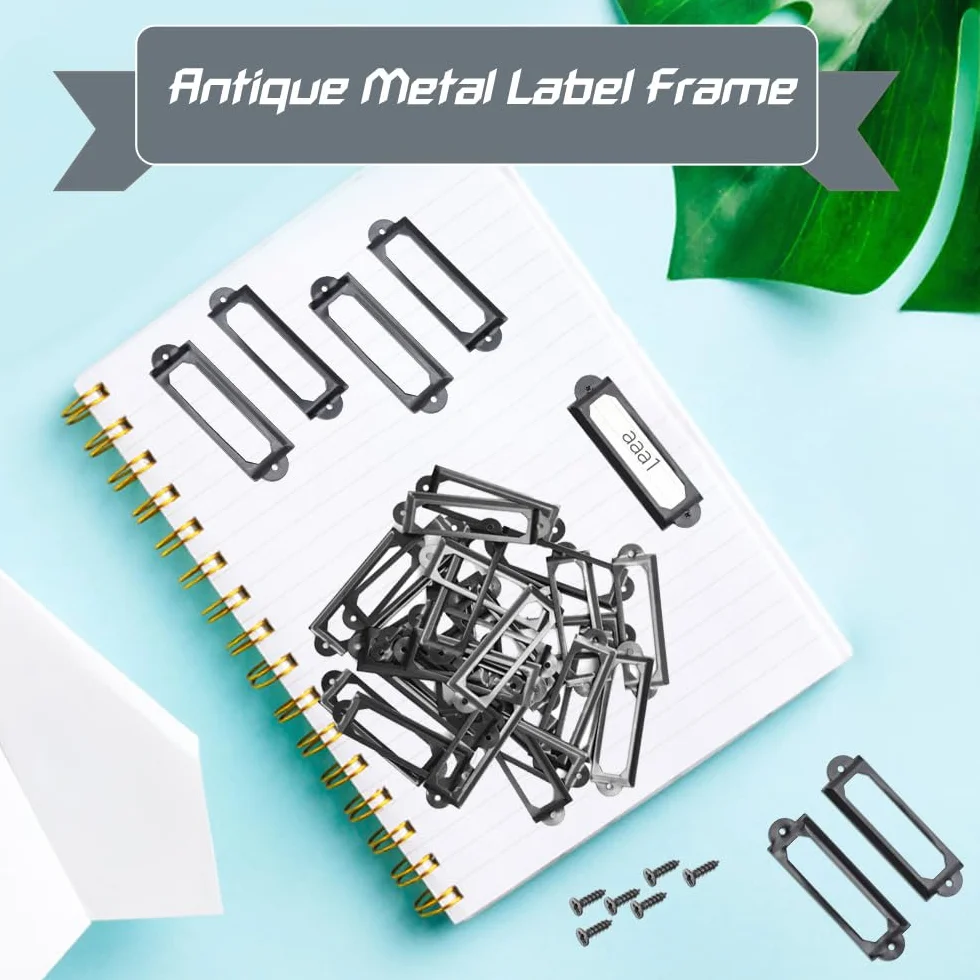 Metalowe ramki na etykiety vintage 60 x 17 mm czarne 50 sztuk