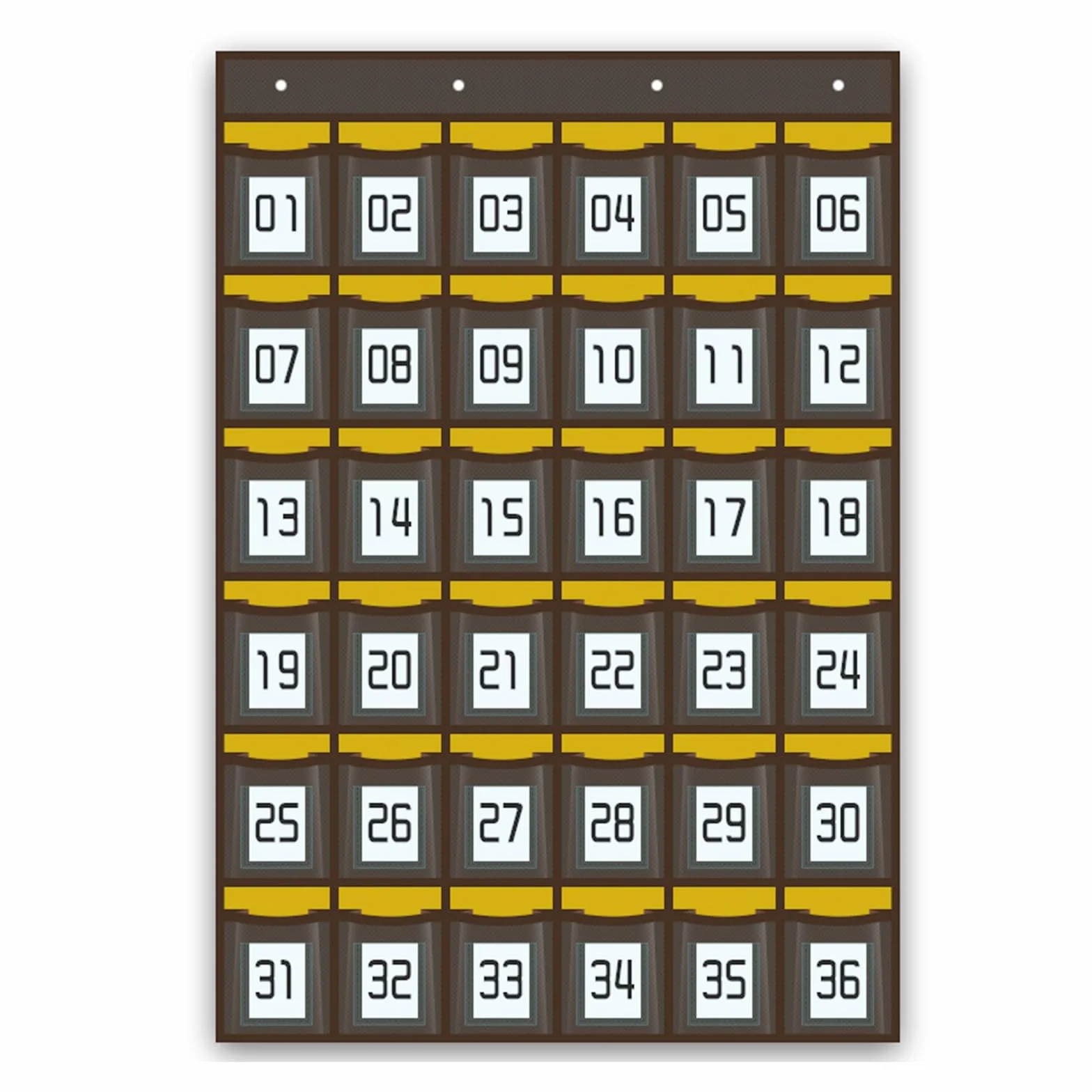 Numbered Classroom Pocket Chart Storage Bag, Classroom Cell Phone Window Hanging Bag, High Temperature Resistant, Widened Hook, for Office and Meeting Room, 36 Cells(Gray)