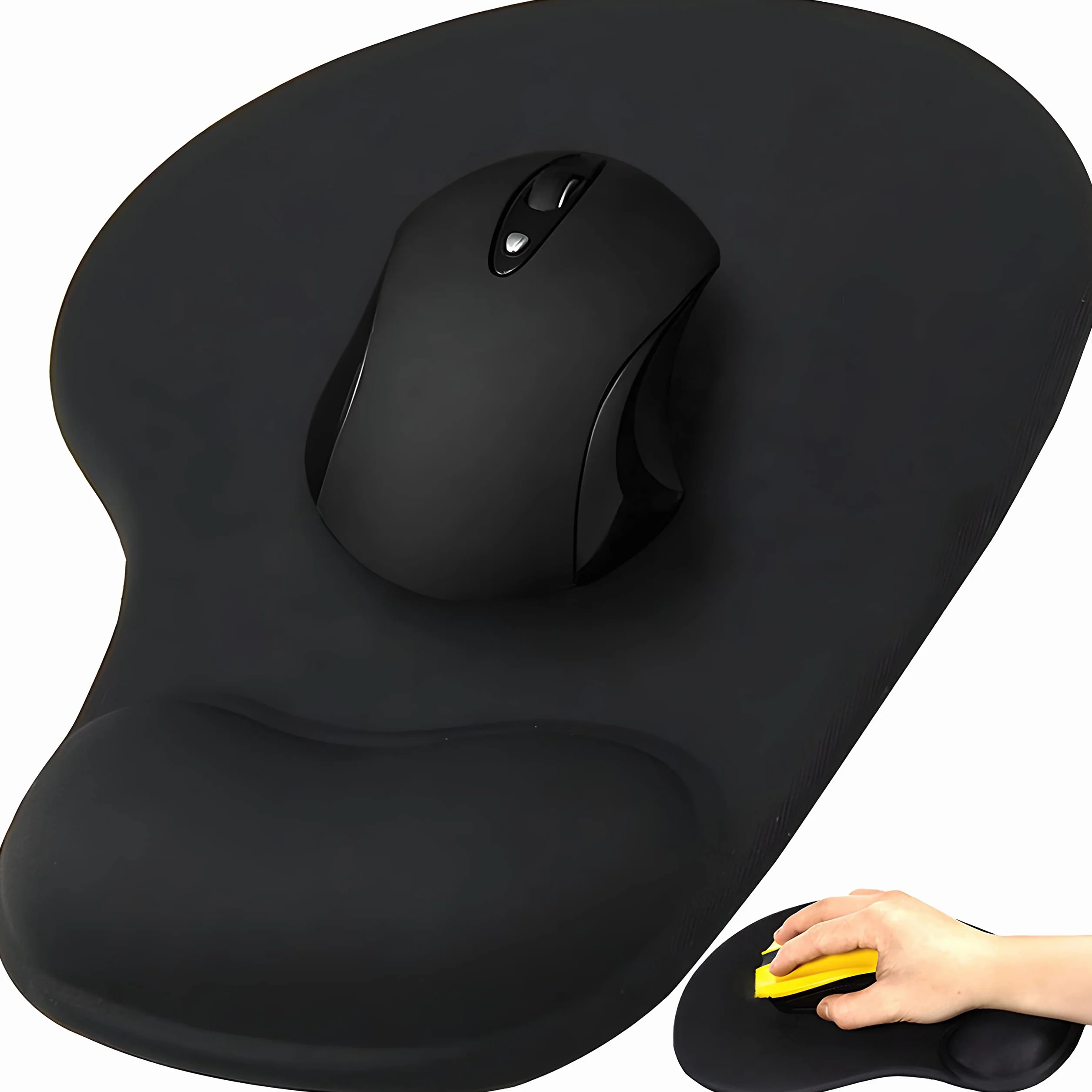 Retoo Podkładka pod mysz z poduszką żelową, ergonomiczna komfortowa podkładka pod mysz, podkładka pod nadgarstek do komputera i laptopa, podkładka pod mysz z podkładką pod nadgarstek, czarna