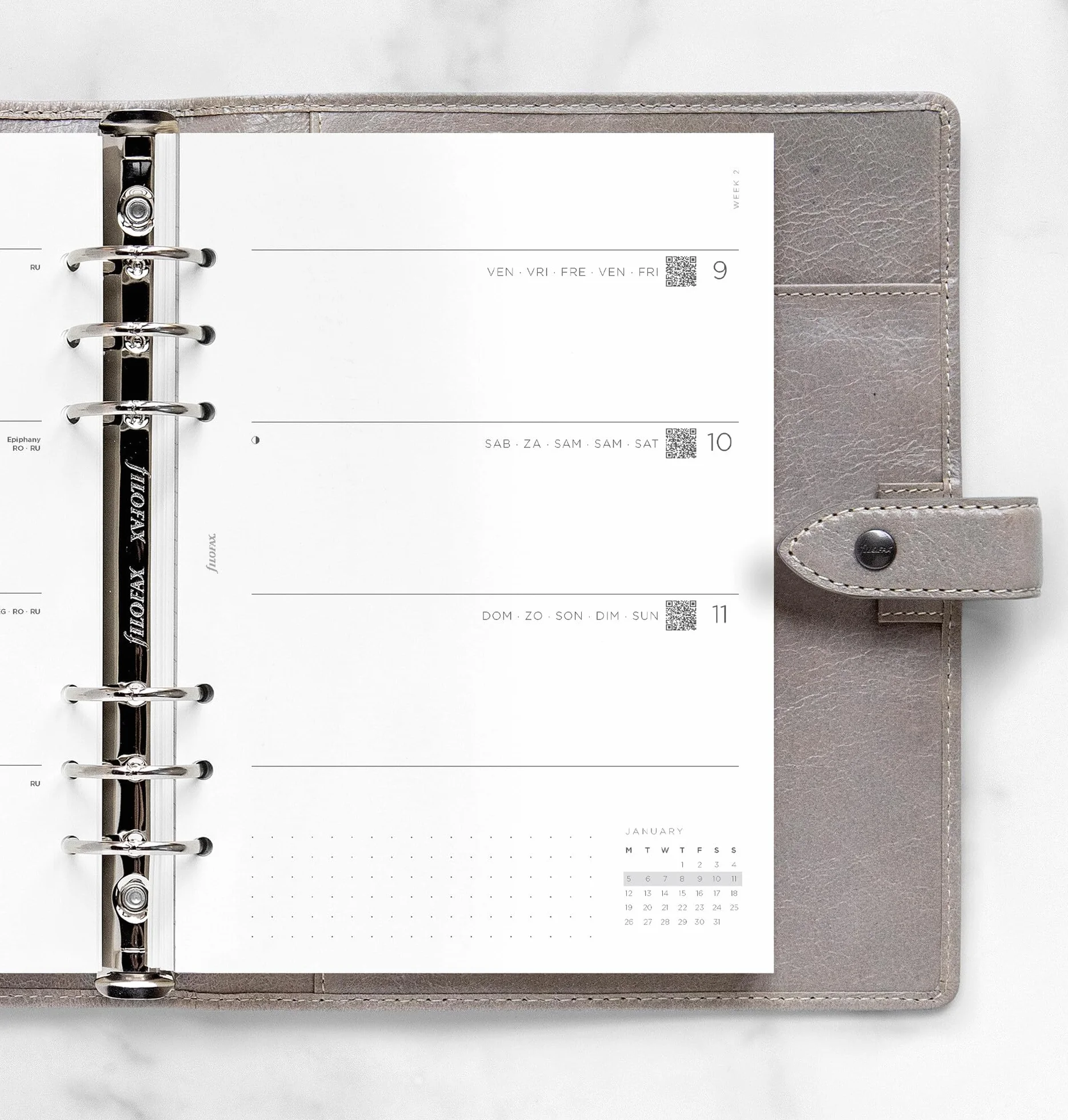 Filofax A5 Minimalny tydzień na dwóch stronach 5 języków 2026 dziennik 26-68590