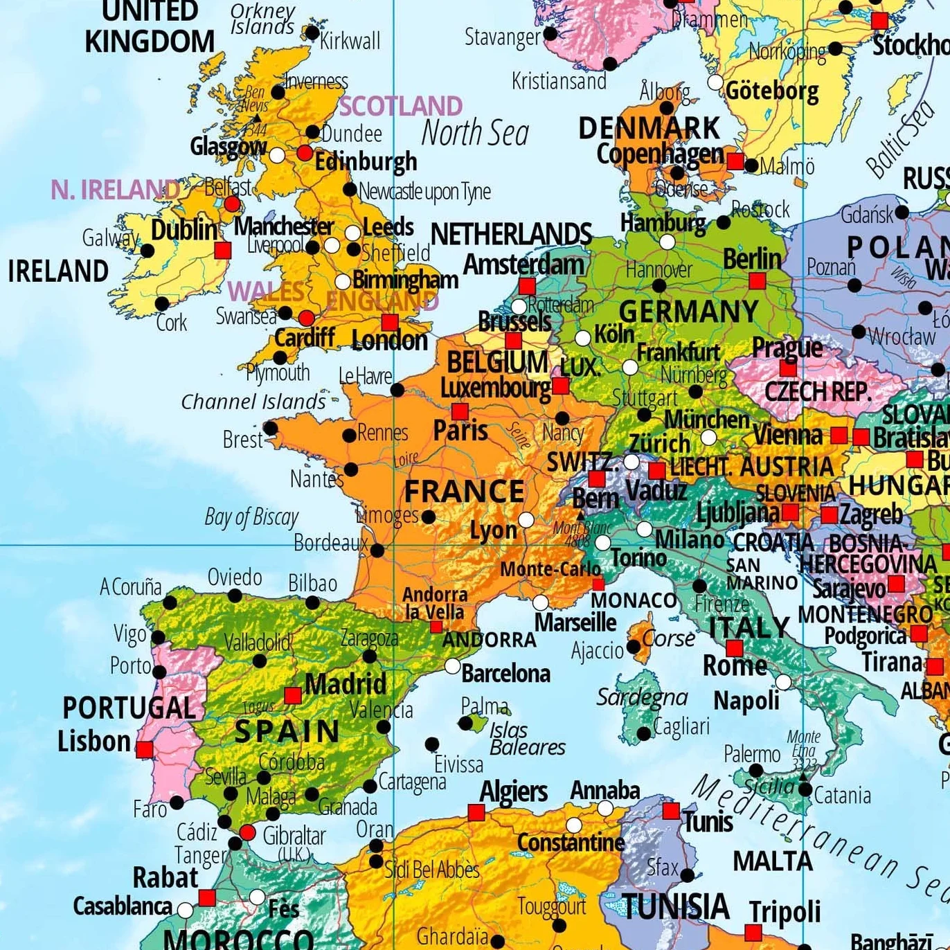 Mapa Świata XXL Plakat w gigantycznym rozmiarze z flagami i banerami - Najwyższa jakość (140x100cm)