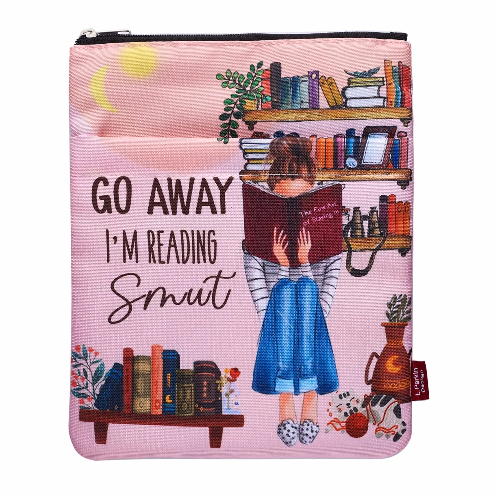 Go Away I'm Reading, pokrowiec na książkę z zamkiem błyskawicznym i przednią kieszenią, okładki na książki w miękkiej okładce, 28 x 21 cm, prezenty dla miłośników książek