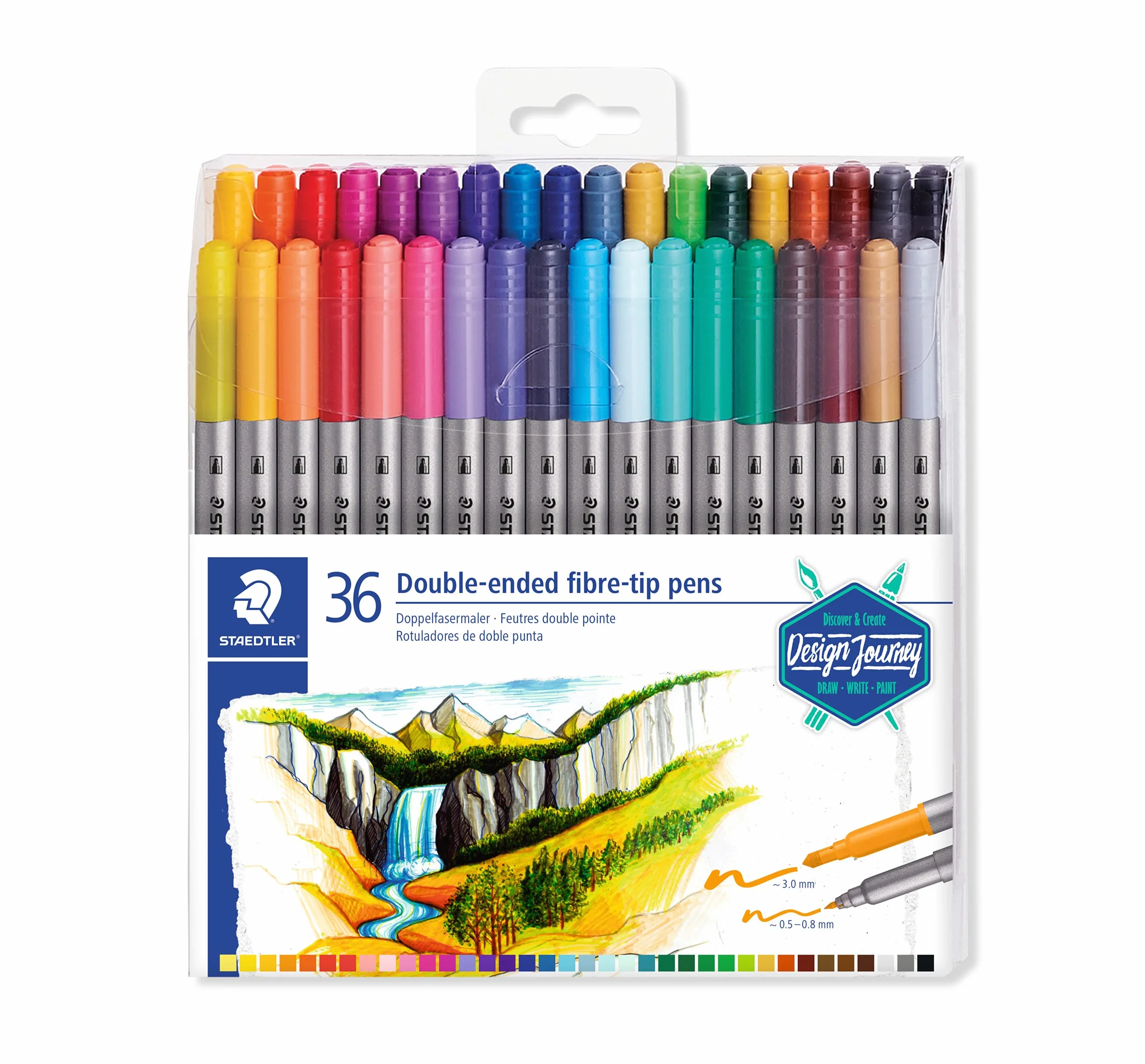 Staedtler 3200 TB36 ST Flamastry, Wielokolorowy, 36 sztuk