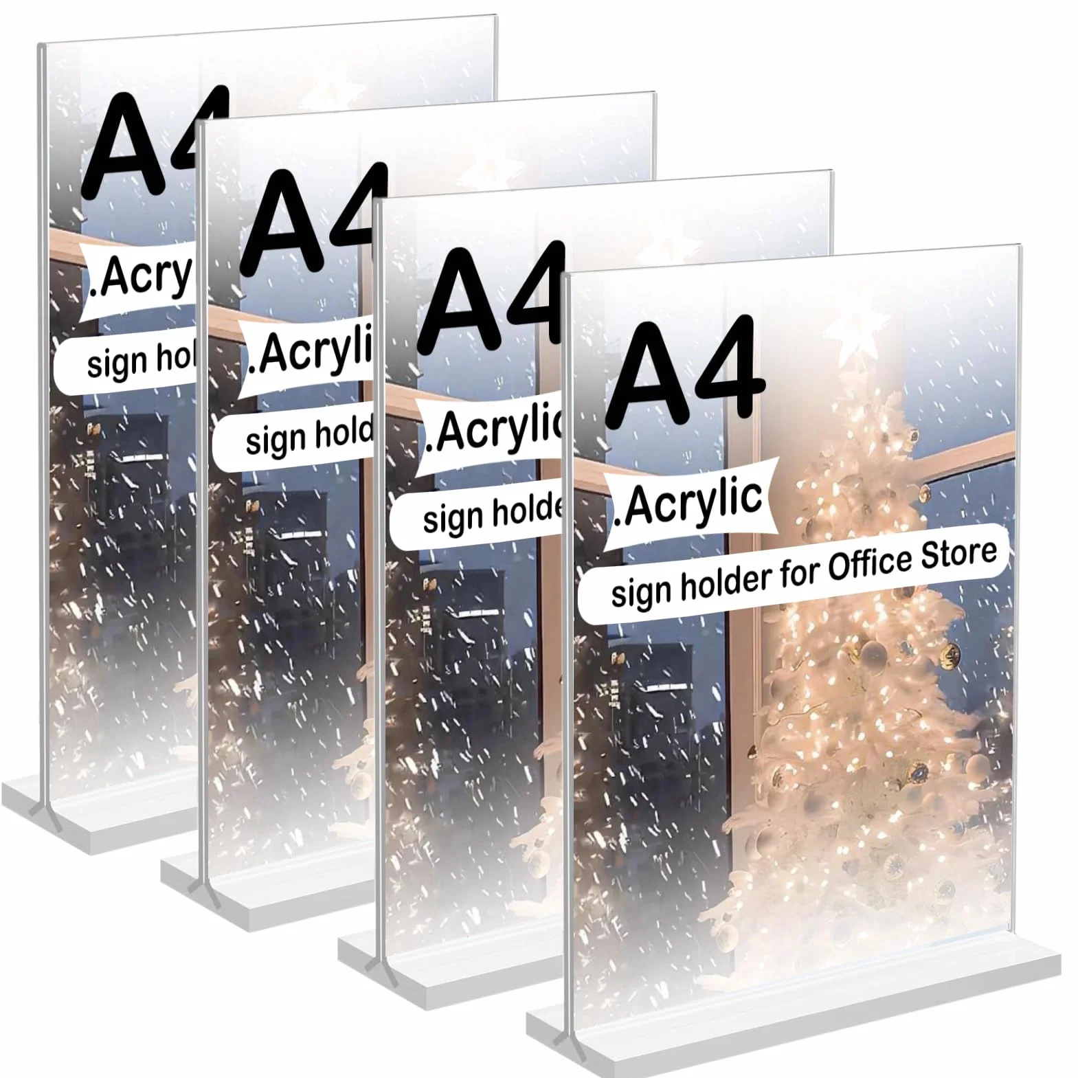 4 Sztuki Ekspozytorów Stołowych A4, Akrylowe, A4, Stojak w Kształcie Litery T, Stojak na Reklamy, Karty Menu, Restauracje, Reklamy, Wesele, Akryl, Przezroczysty