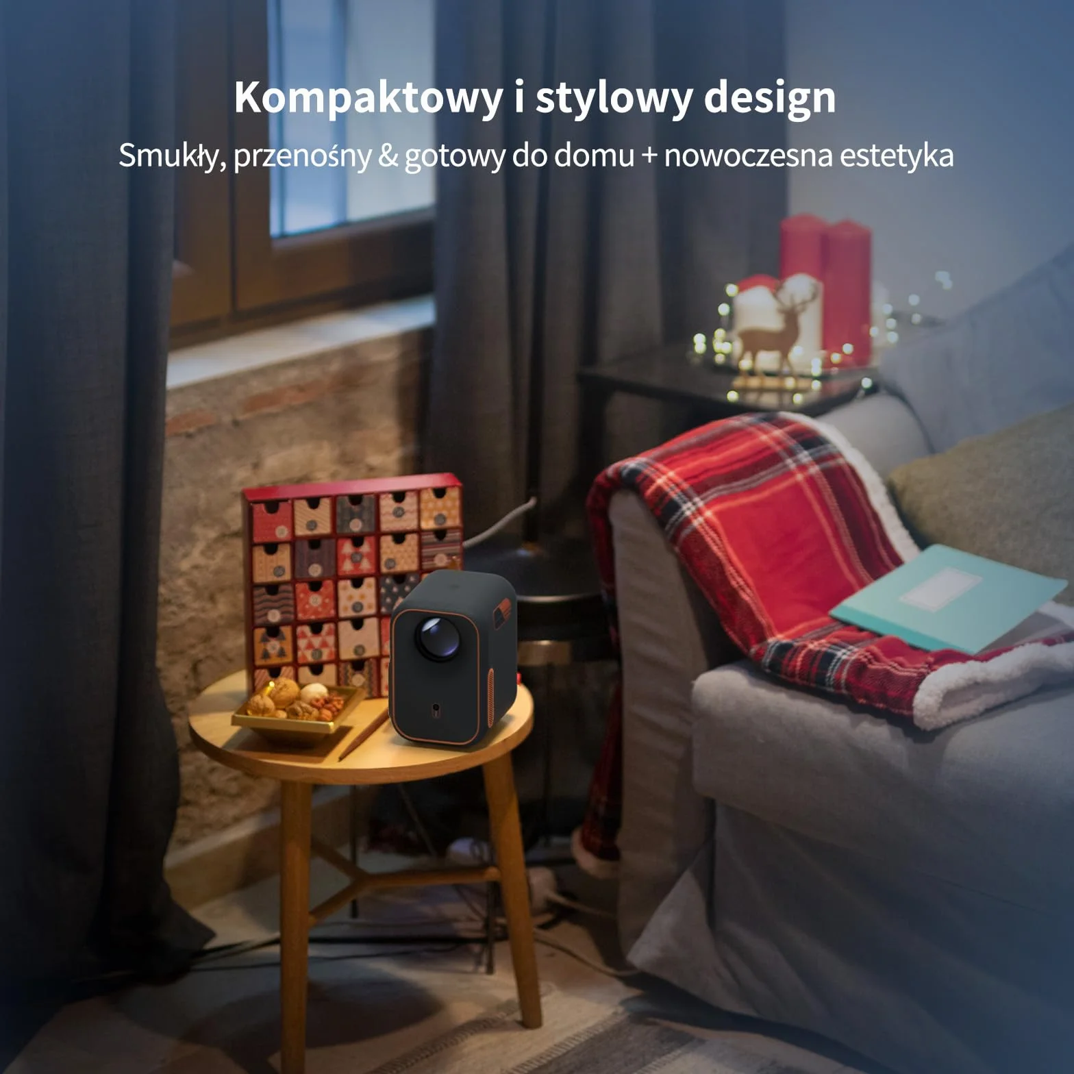 WEMAX Inteligentny Projektor Google TV 1080P Full HD, Obsługa 4K, 500 ISO Lumenów, MEMC Płynność Ruchu na Mecze 2026, Dolby Audio, Auto Focus i Keystone, Wi-Fi 5G, Bluetooth, Ekran do 120"