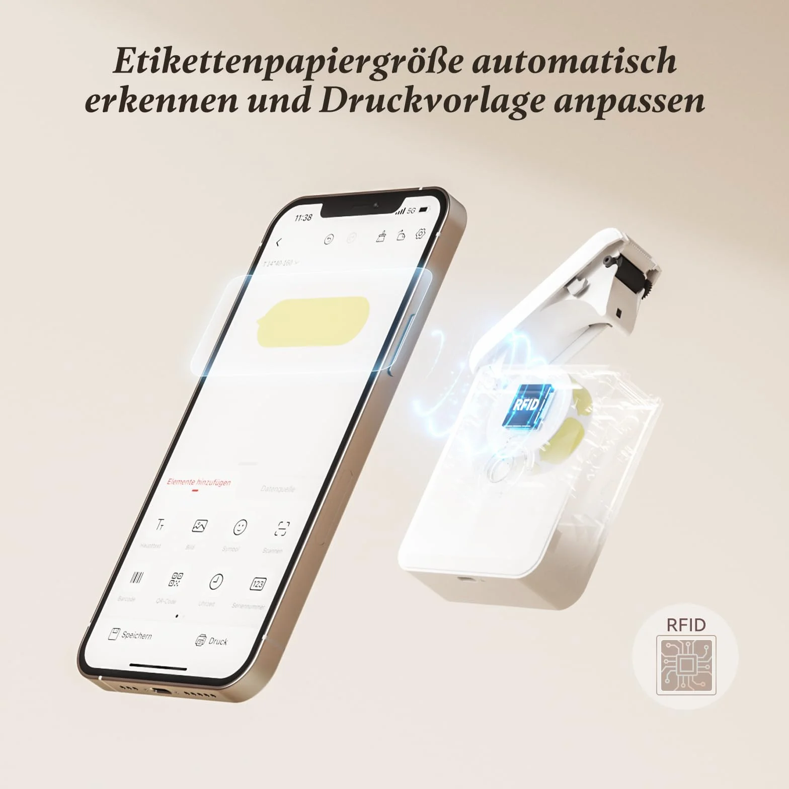 NIIMBOT D110 Upgrade Drukarka etykiet Bluetooth, przenośna termoetykieciarka, iOS Android