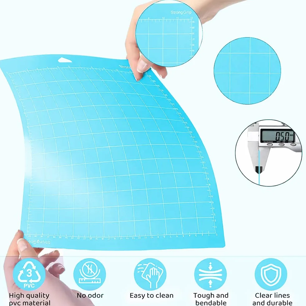 Adhesive Cutting Mat 12x12 inch for Maker Explore One Air Air 2 with Scraper 5 PCS BLUE