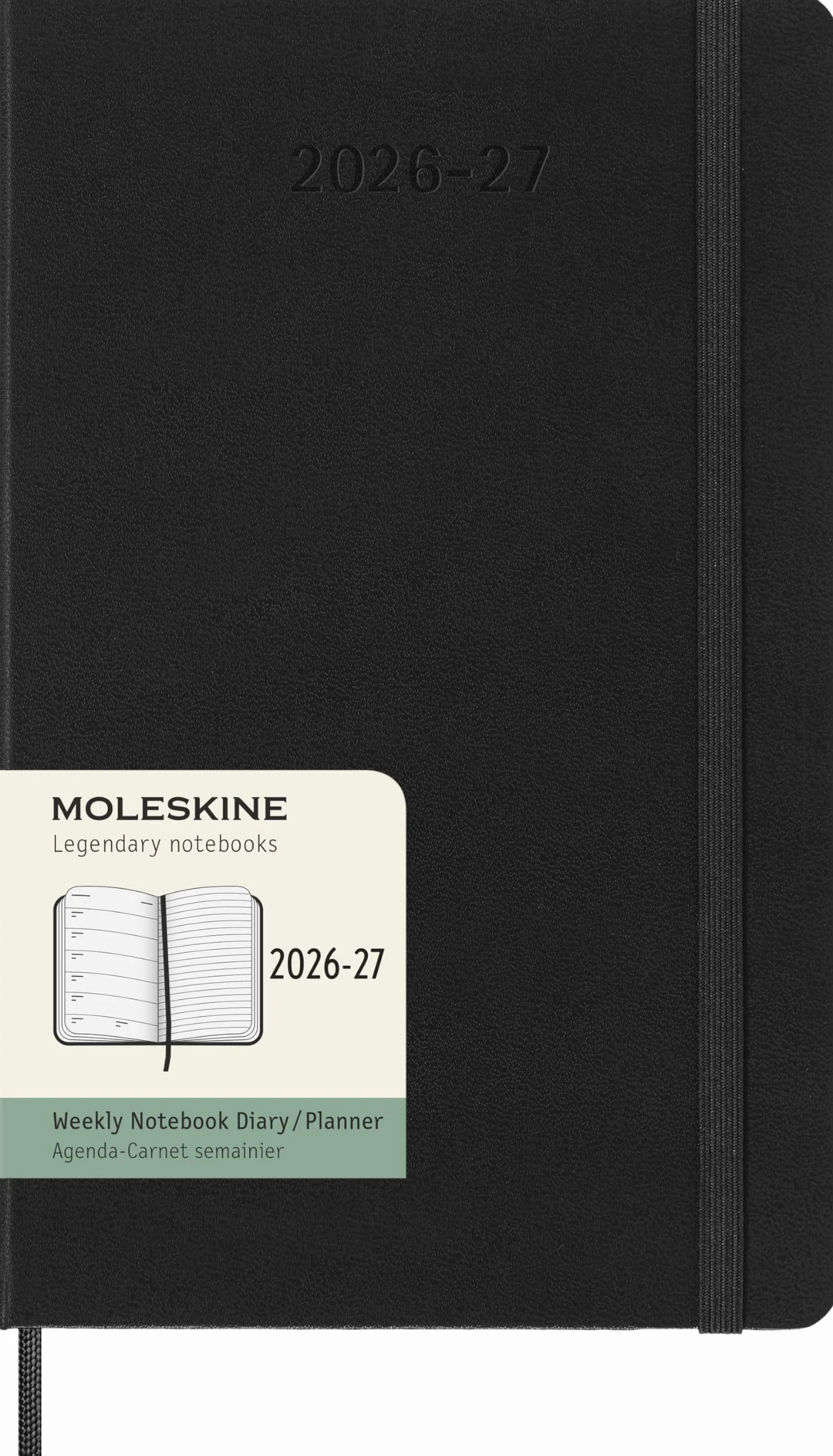 Moleskine Planer tygodniowy 2026-2027 18-miesięczny, twarda okładka, czarny, duży 13 x 21 cm