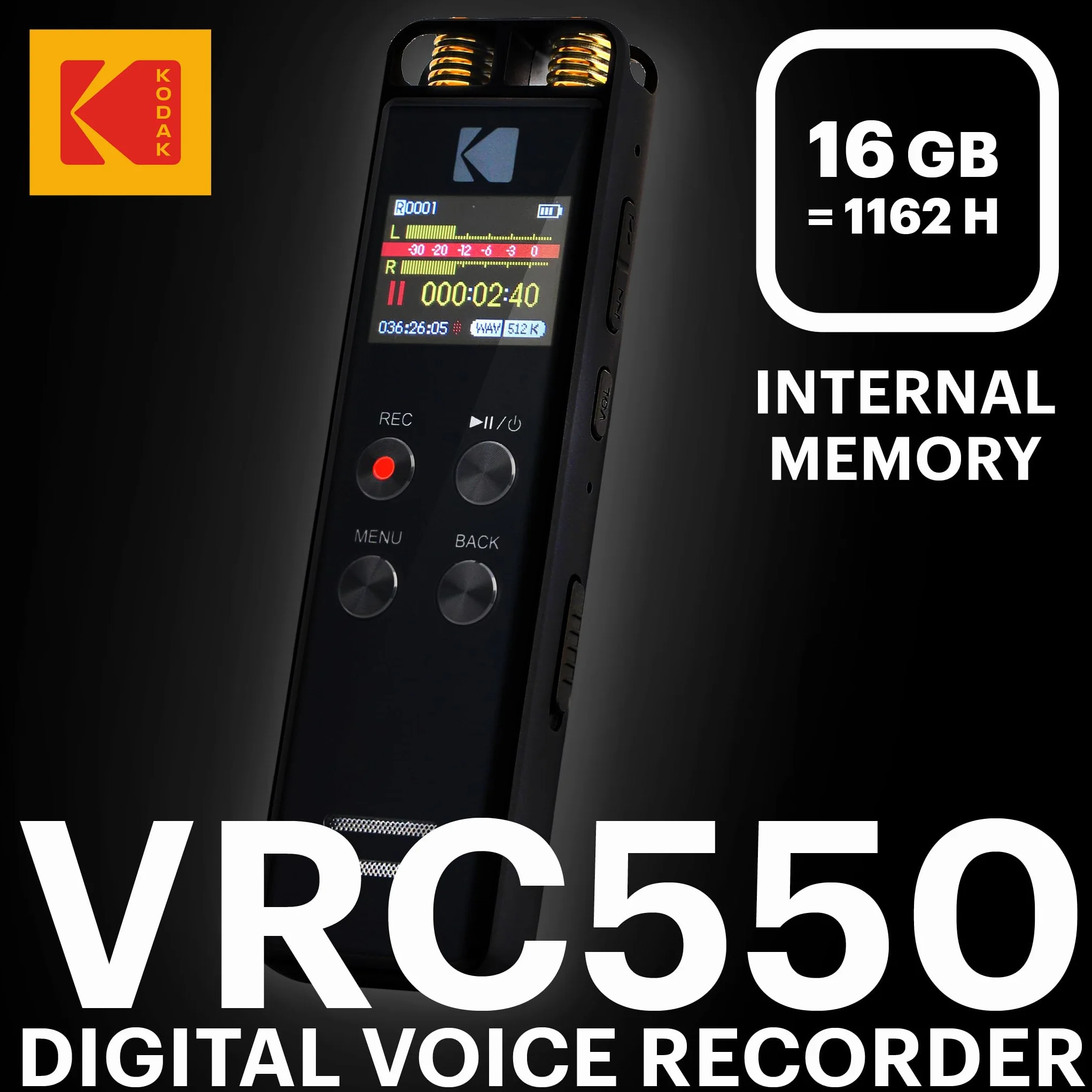 KODAK VRC550 Dyktafon o wysokiej intensywności mini sterowanie głosem bateria litowa odtwarzacz MP3