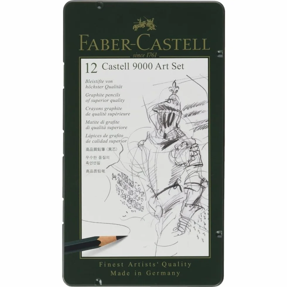 Faber-Castell Art Set 9000 F119065 Zestaw Ołówków 8B-2H, Zielony, 12 sztuk
