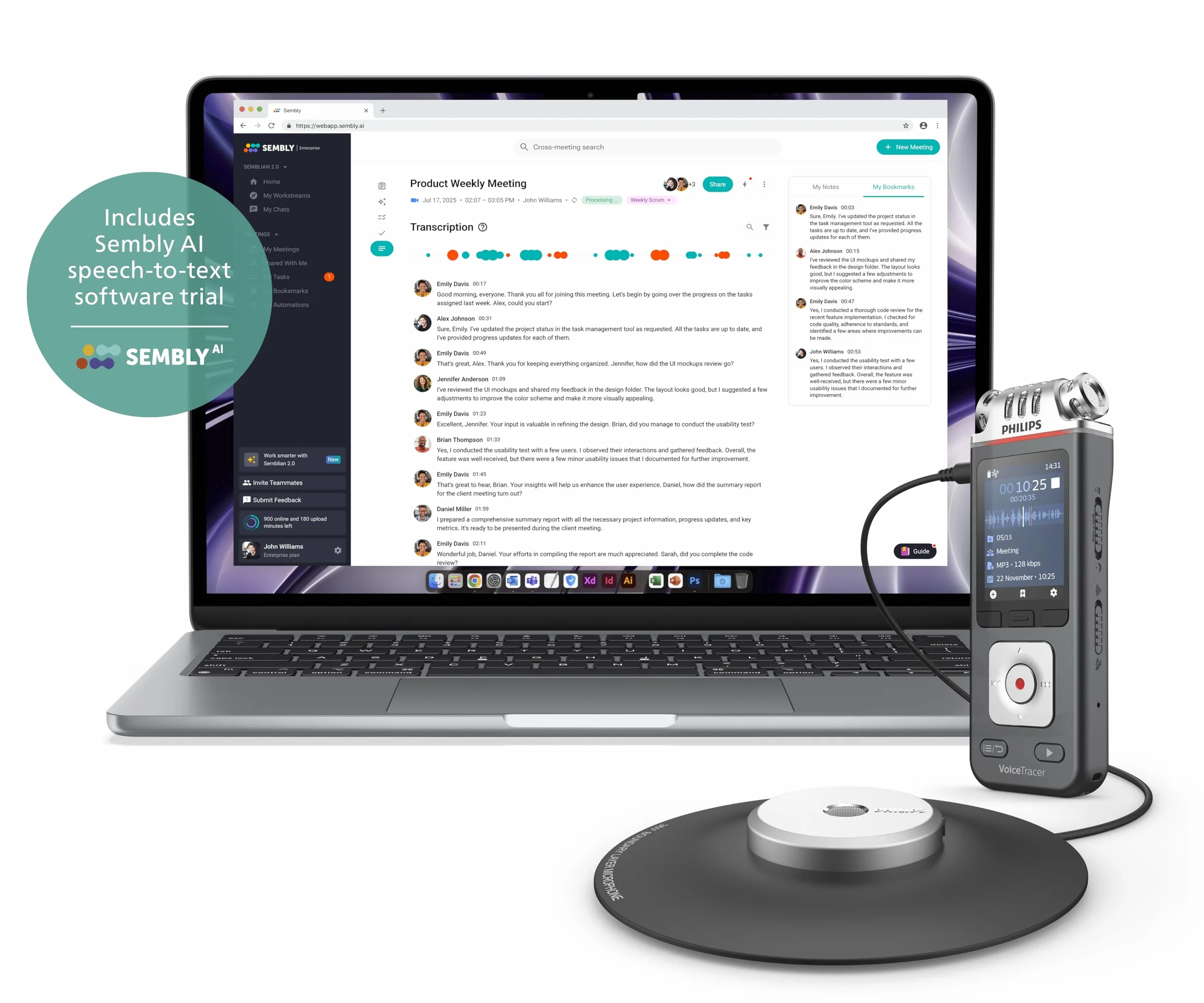 Philips DVT8115 dyktafon spotkań 360° z funkcją rozpoznawania głosu Sembly