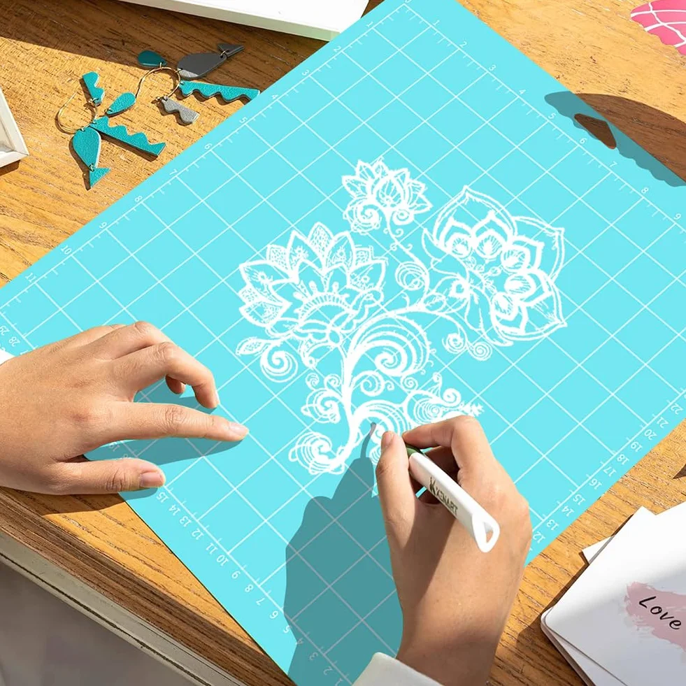 Adhesive Cutting Mat 12x12 inch for Maker Explore One Air Air 2 with Scraper 5 PCS BLUE
