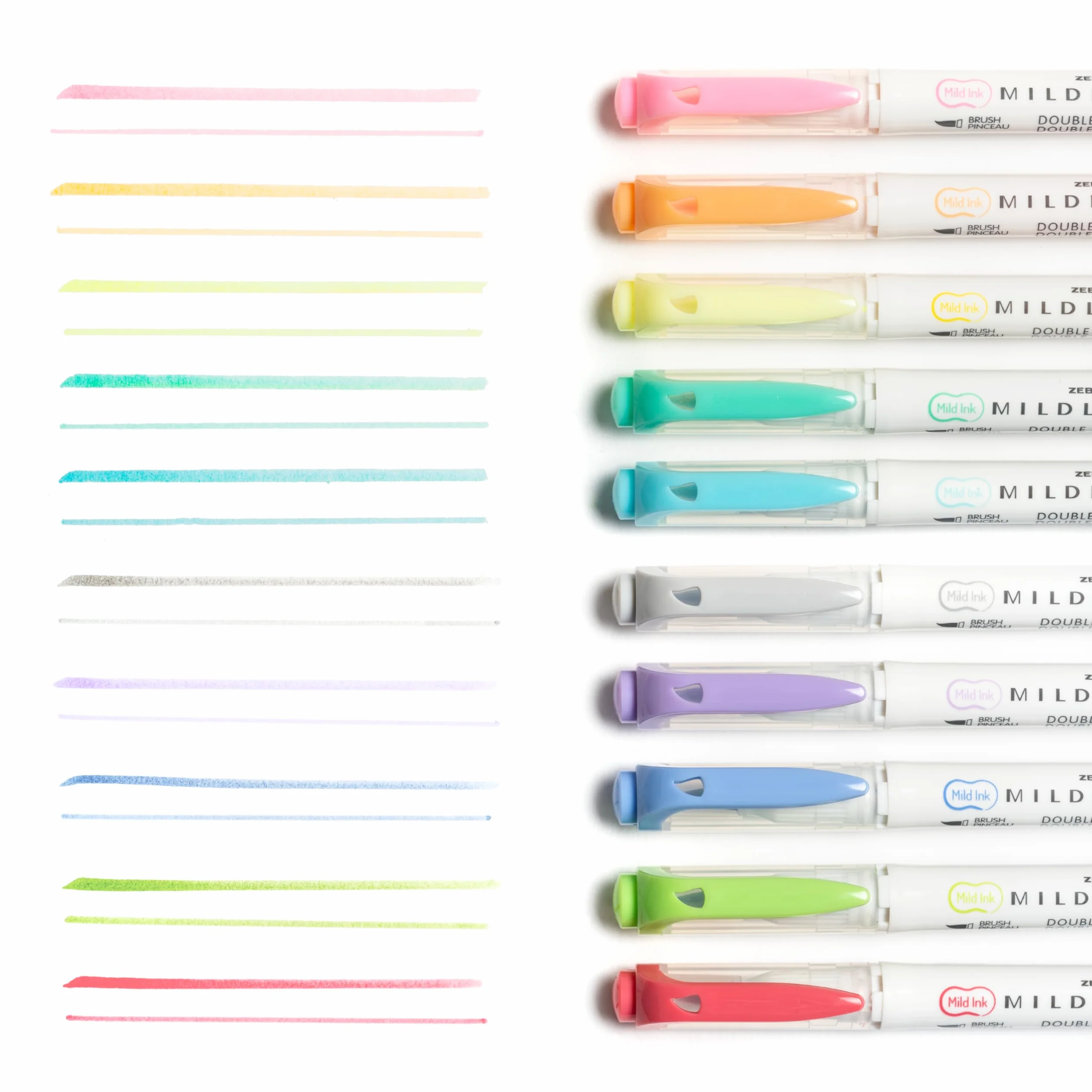Zebra Pen Mildliner zakreślacz szczotka z podwójną końcówką, różne kolory, 10 szt