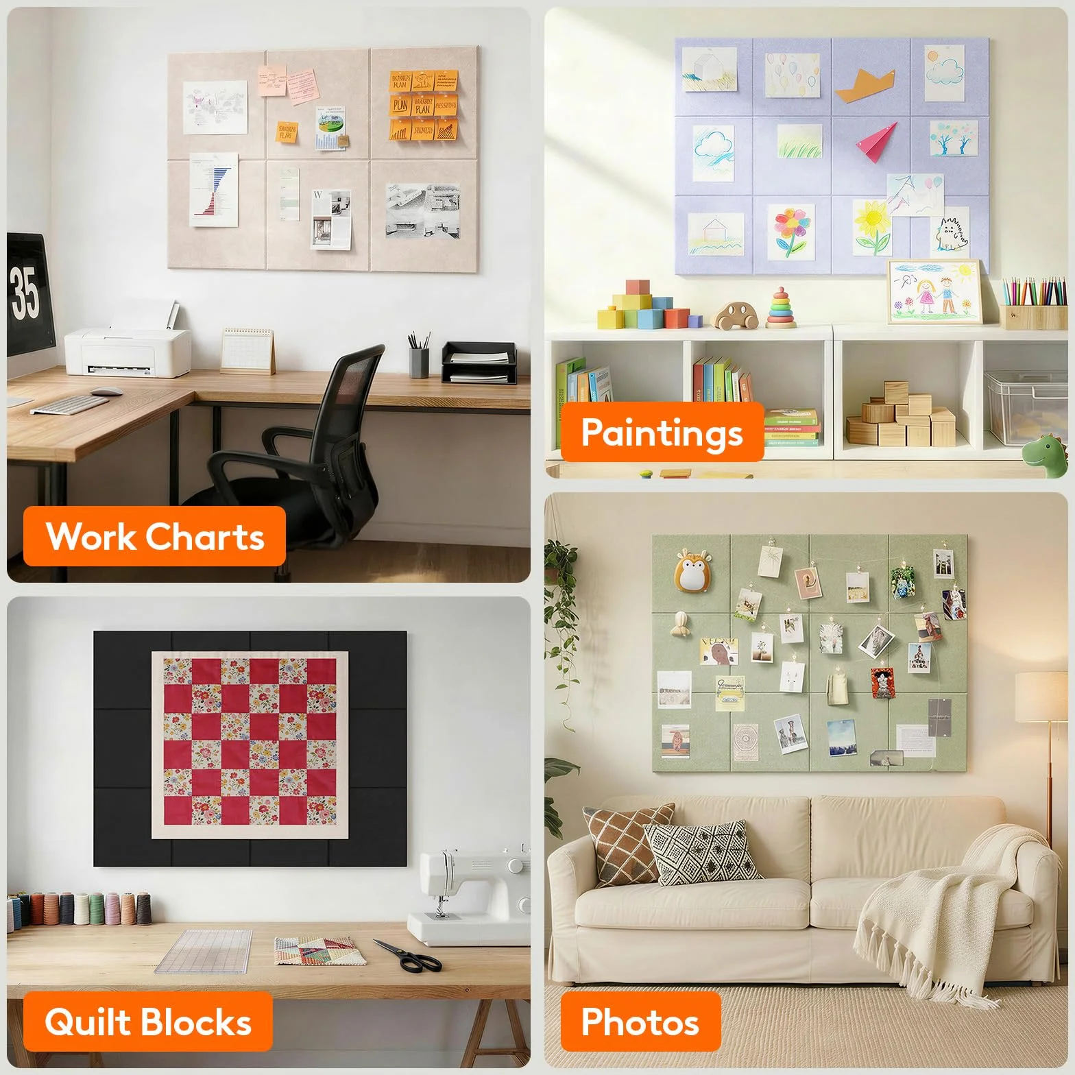 Lifewit Duża Filcowa Tablica z Samoprzylepnym Mocowaniem, 120x90cm Cork Board Alternatywa na Ścianę, 12-Pack Vision Board Tablica z 50 Pinezkami do Biura i Pokoju, Chmurowa Szarość