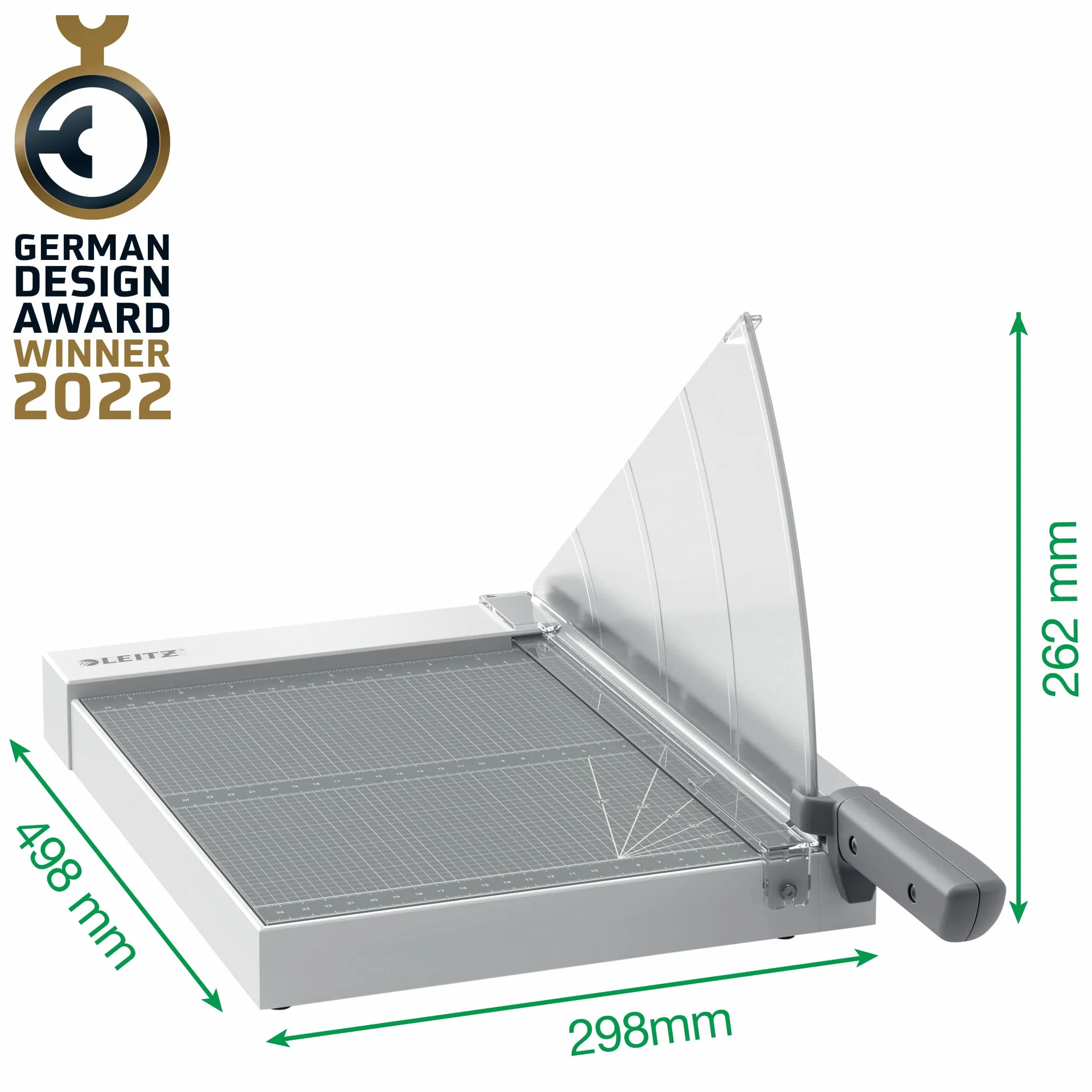 Leitz, Gilotyna do Papieru Leitz Precision Home Office A4 z Prowadnicą Wyrównującą, Tnie do 10 Kartek, Długość Cięcia 305 mm, Stalowe Ostrze z Osłoną, Światło EdgeGlow (90190000)