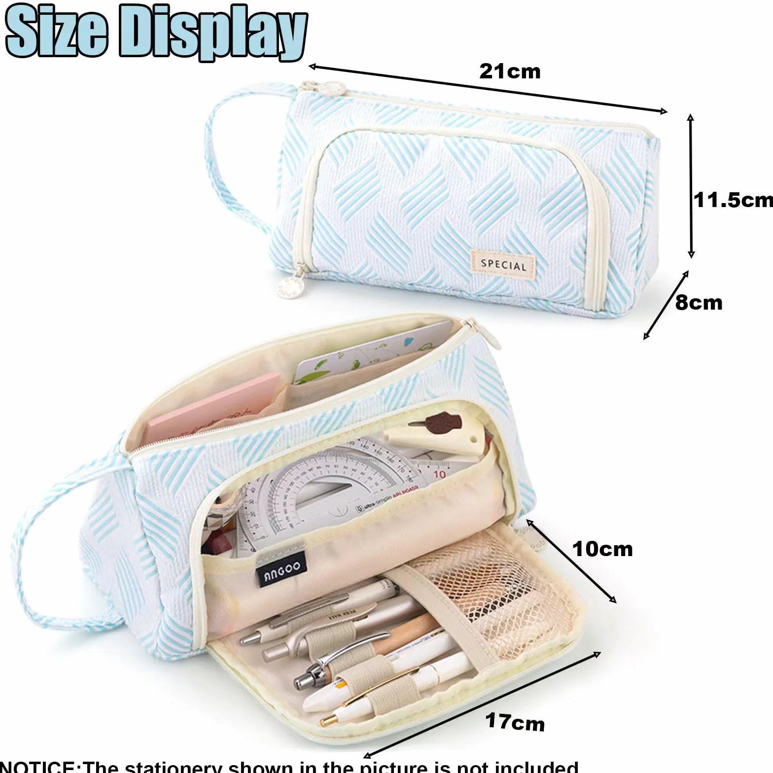 Piórnik dla dziewcząt, duża pojemność, dla nastolatków, do szkoły i biura (Diamentowy niebieski)