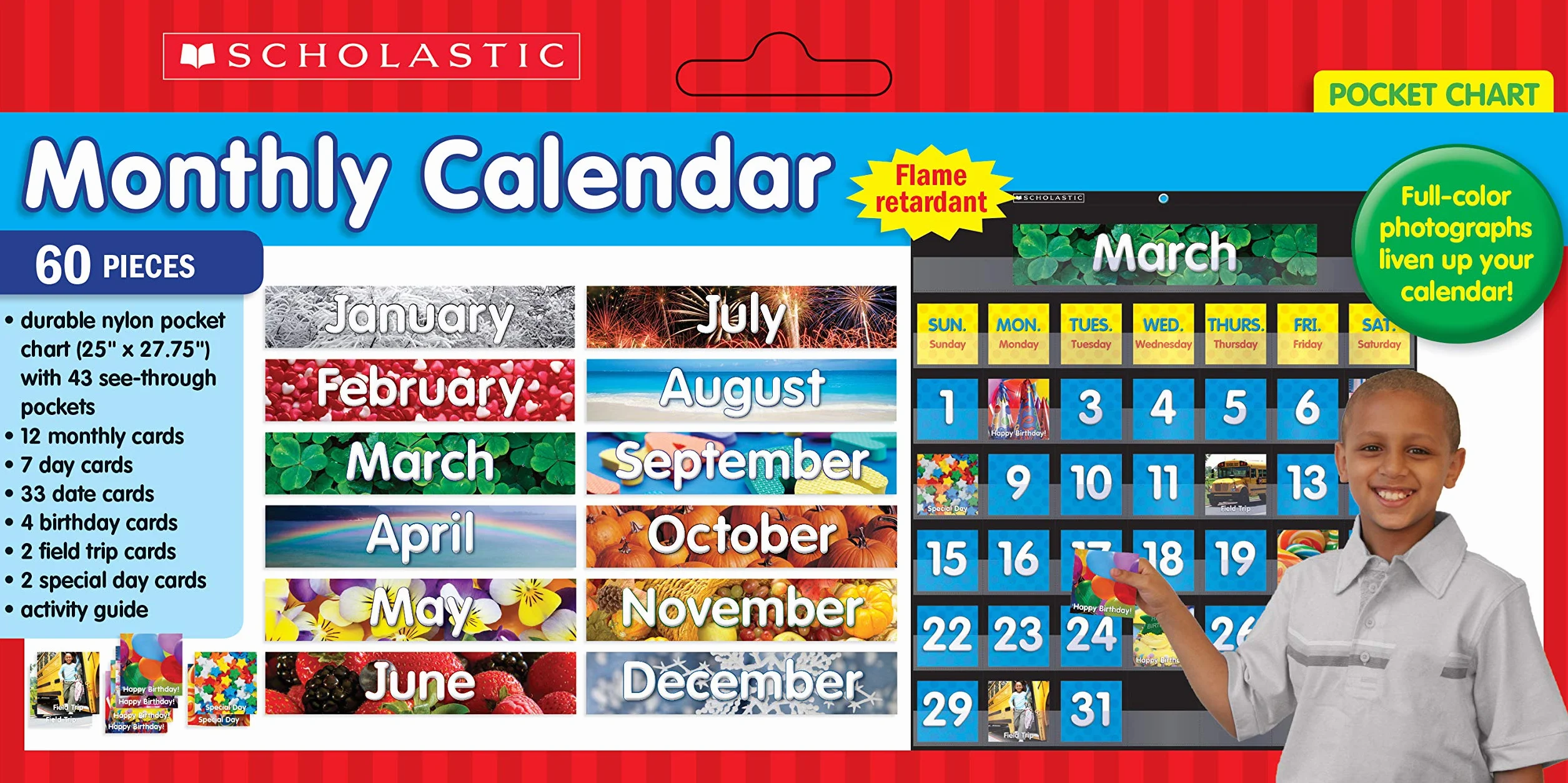 Scholastic SC583866 Monthly Calendar- Black Pocket Chart