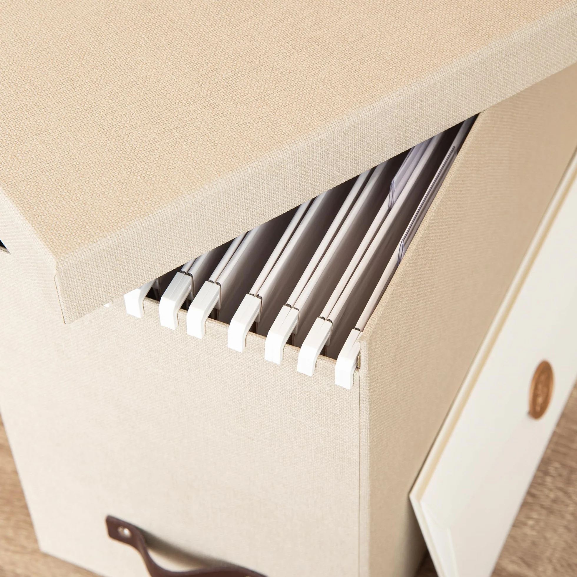 BIGSO BOX OF SWEDEN JOHAN Pudełko na dokumenty z pokrywką 8 skoroszytów płyta pilśniowa papier len
