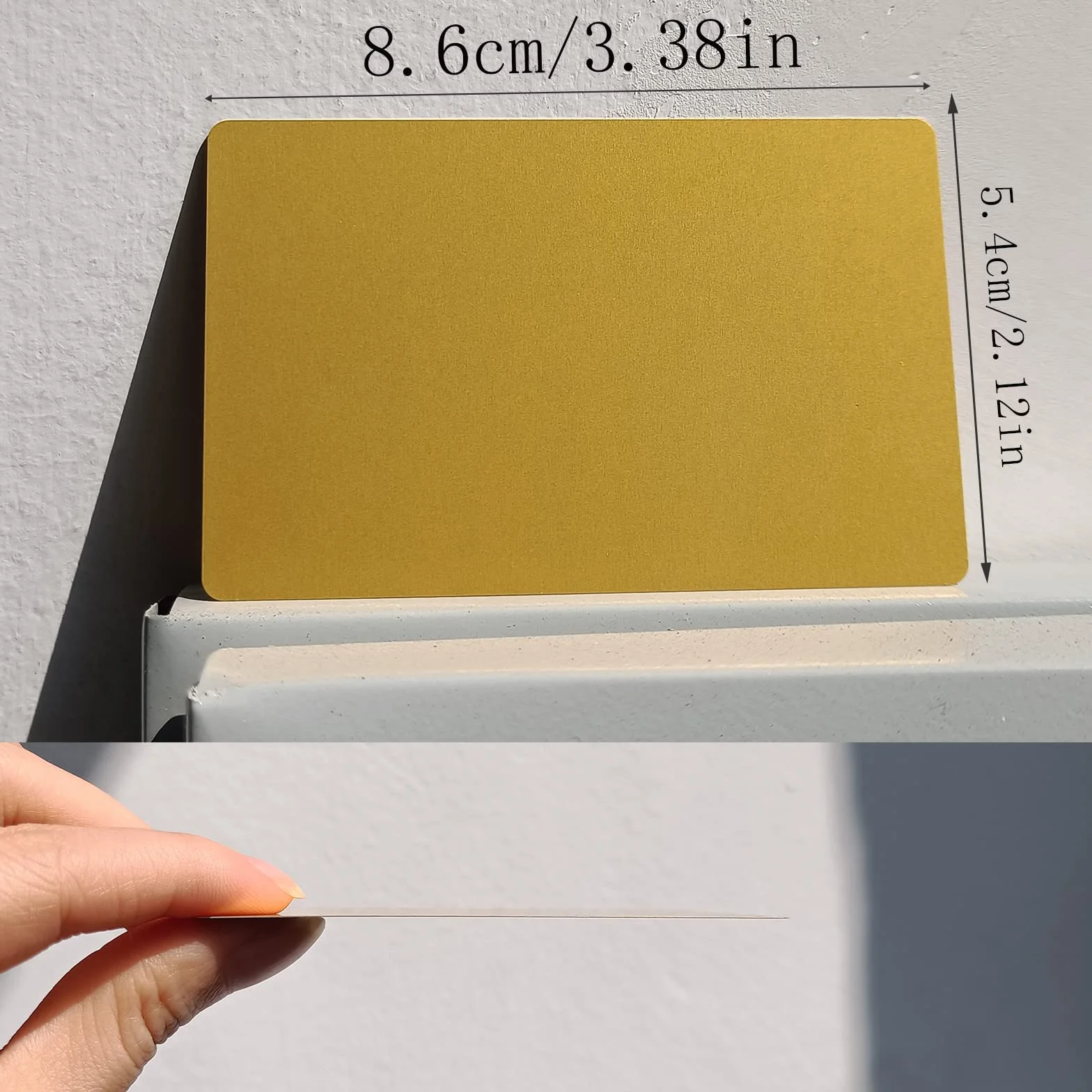 50 sztuk złotych metalowych wizytówek, puste aluminiowe wizytówki, grawerowane wizytówki, półfabrykaty o grubości 0,21 mm, do biura i kart podarunkowych DIY