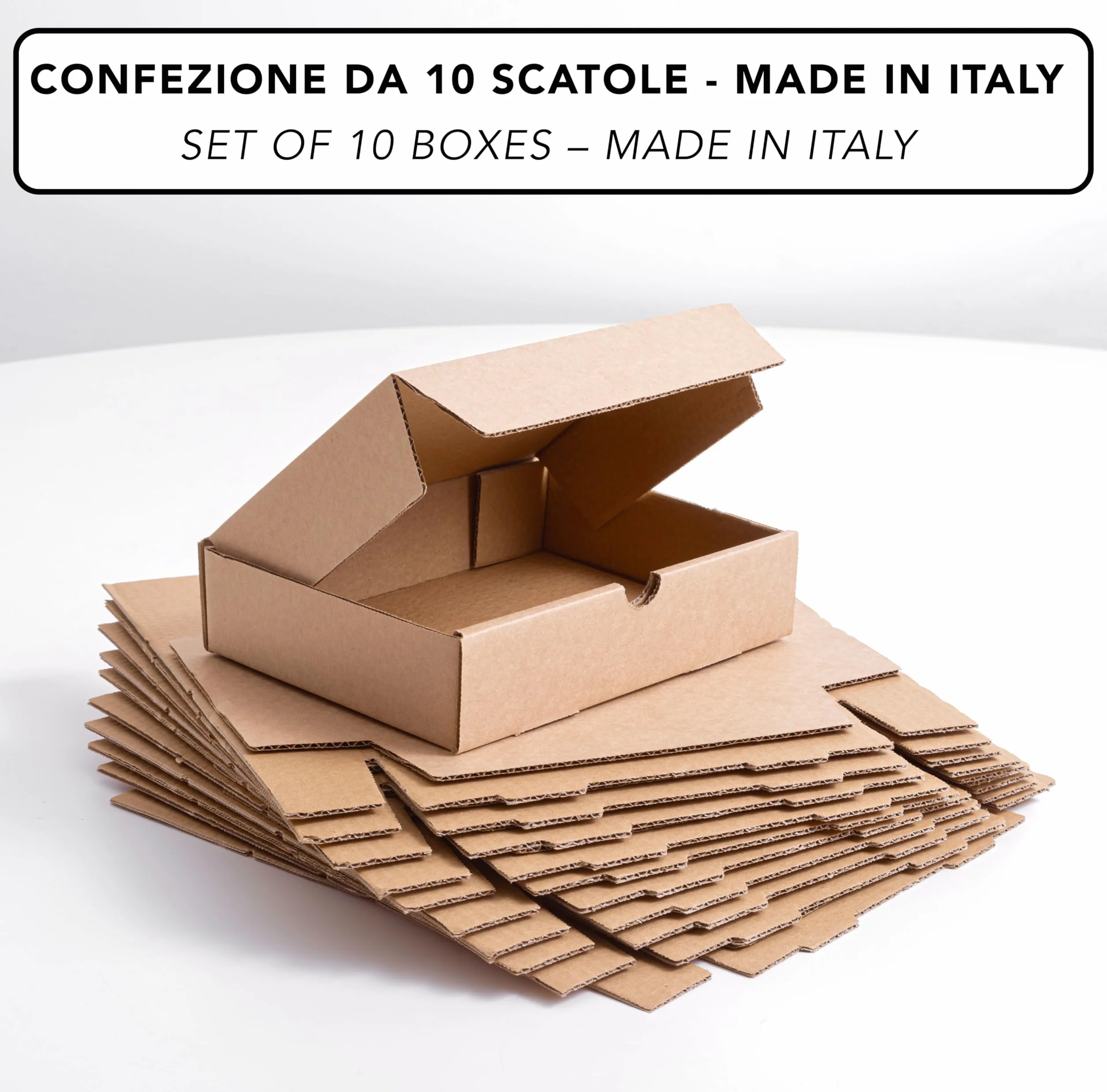 IPEA Płaskie kartonowe pudełka 21 x 15 x 5 cm do wysyłki, e-commerce, na prezenty - 10 sztuk - Made in Italy - uniwersalne statki do pakowania przedmiotów, wydarzeń, imprez - opakowanie