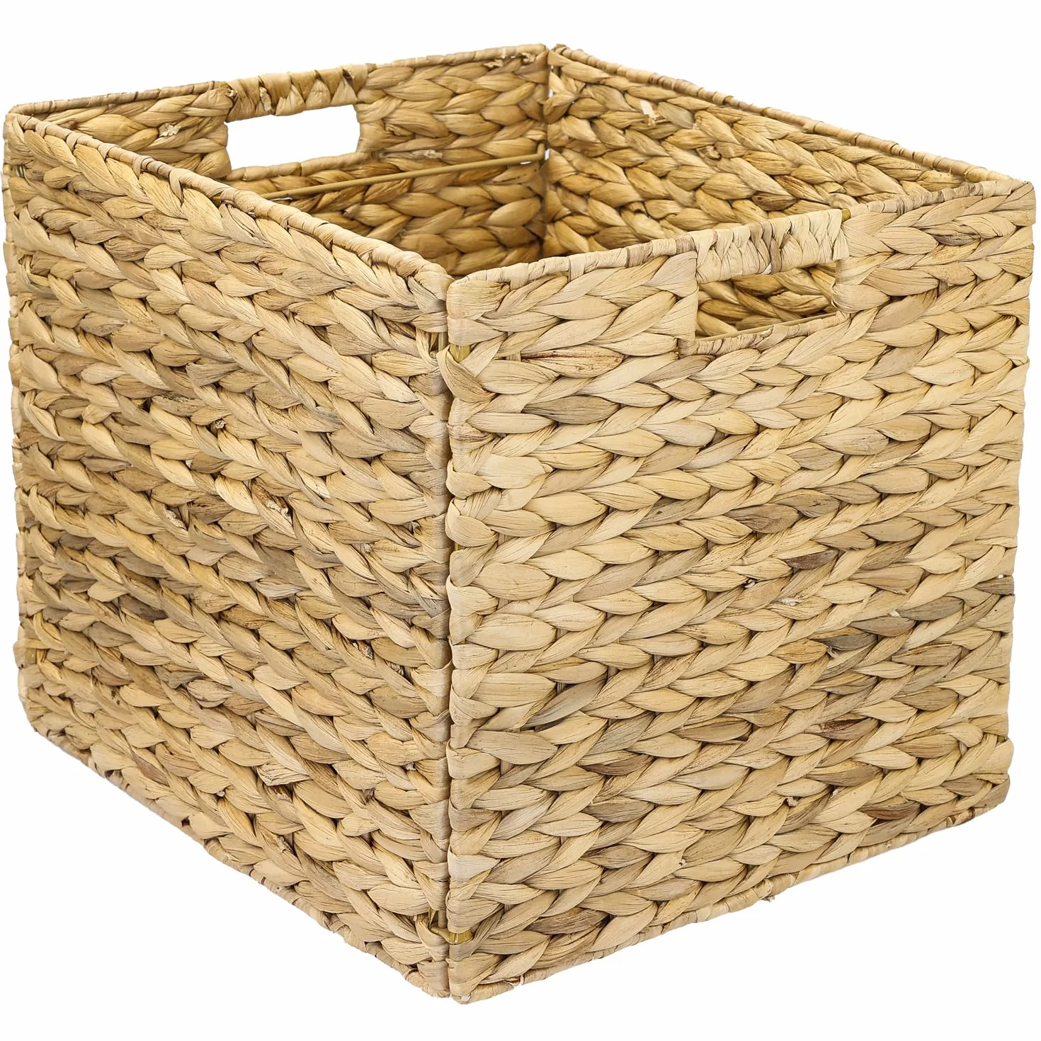 HMF Kosz do przechowywania pasujący do Kallax do wiszących rejestrów DIN A4, pleciony kosz z hiacyntu wodnego | 33 x 38 x 32 cm
