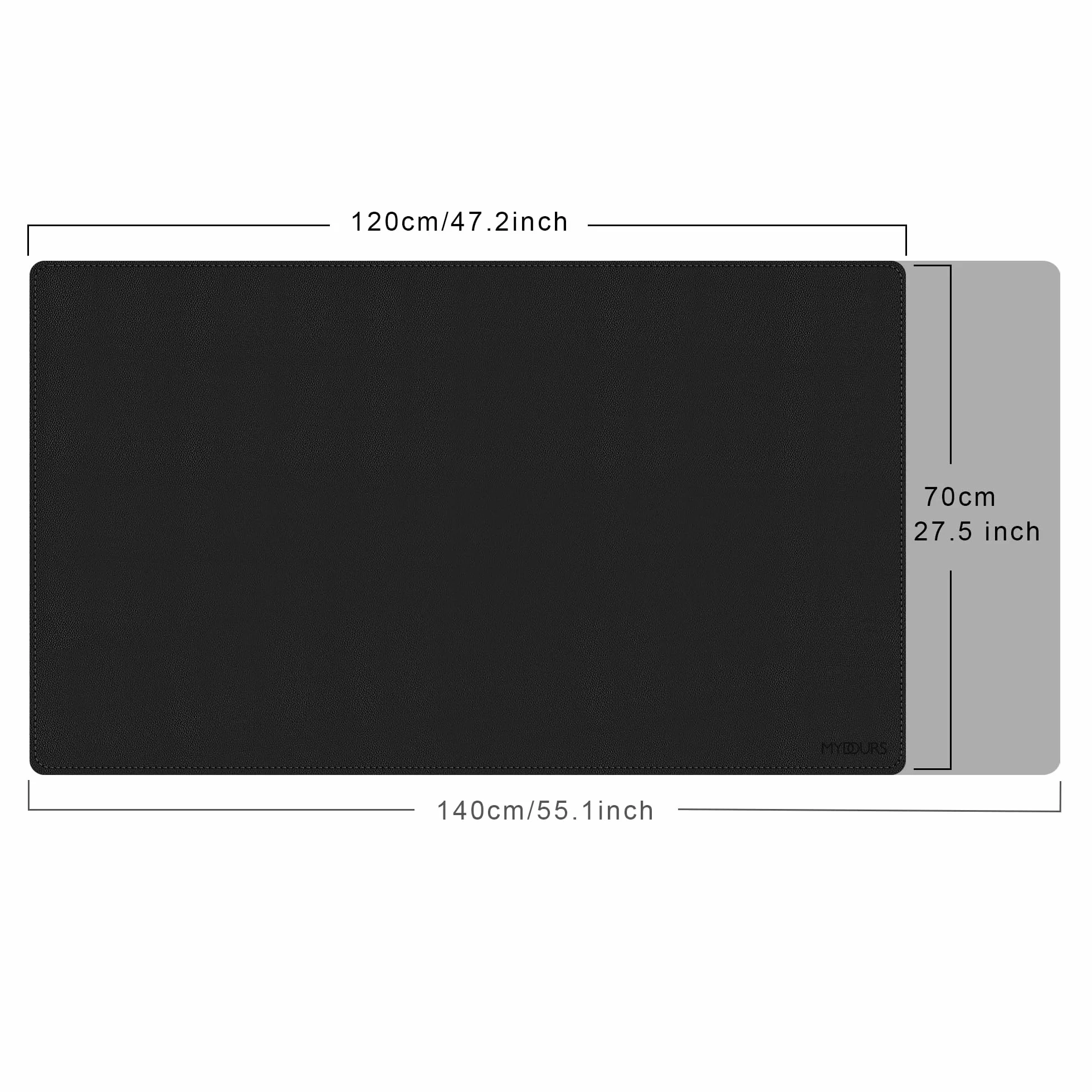 Podkładka na biurko ze skóry PU 120 x 70 cm dwustronna zmywalna czarna