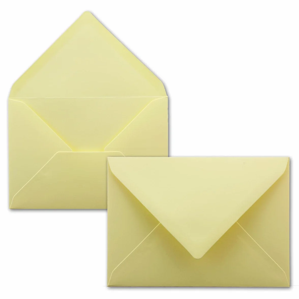 50 x koperty B6-17,5 x 12,5 cm – pastelowy żółty – klejenie na mokro ze spiczastą klapką – 120 g/m² – na wesele, kartki z życzeniami, zaproszenia