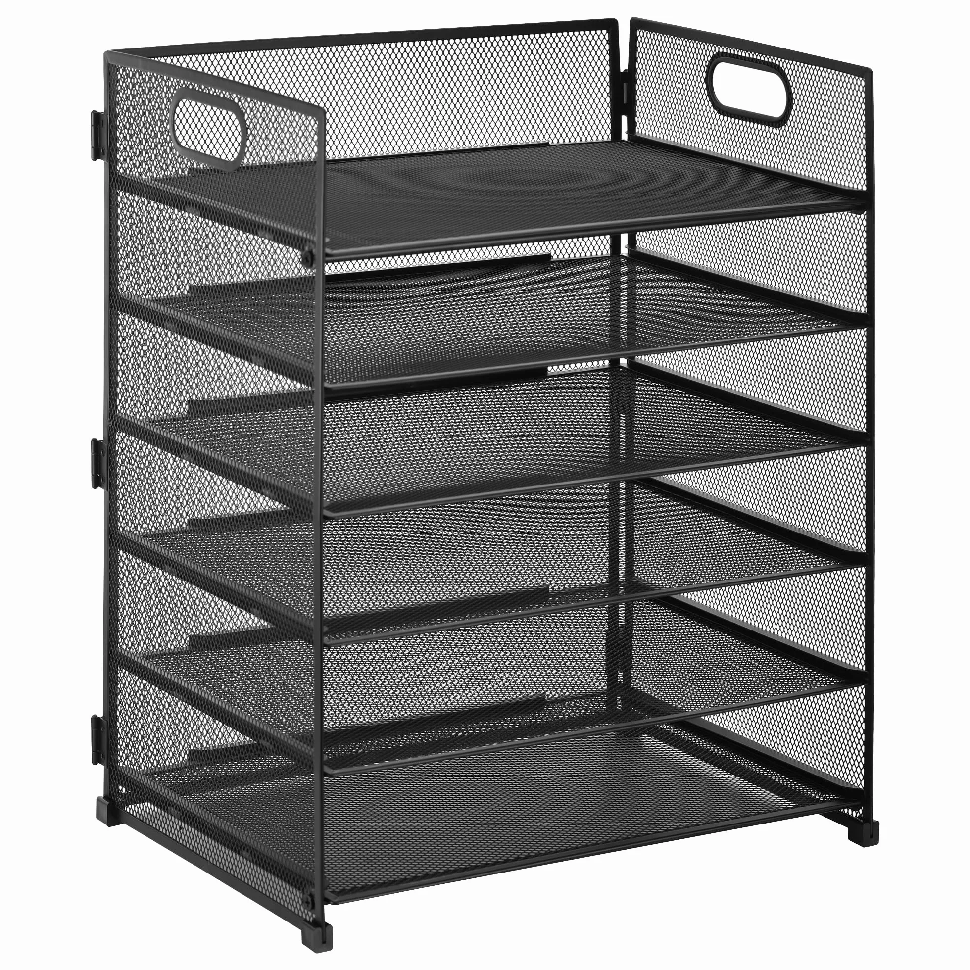 JIANTA Organizer na biurko z metalowymi szufladami, 6-piętrowa szuflada na listy i dokumenty A4, czarny organizer na biurko z metalowym uchwytem, organizer szufladowy 32x23x40cm, akcesoria biurowe na
