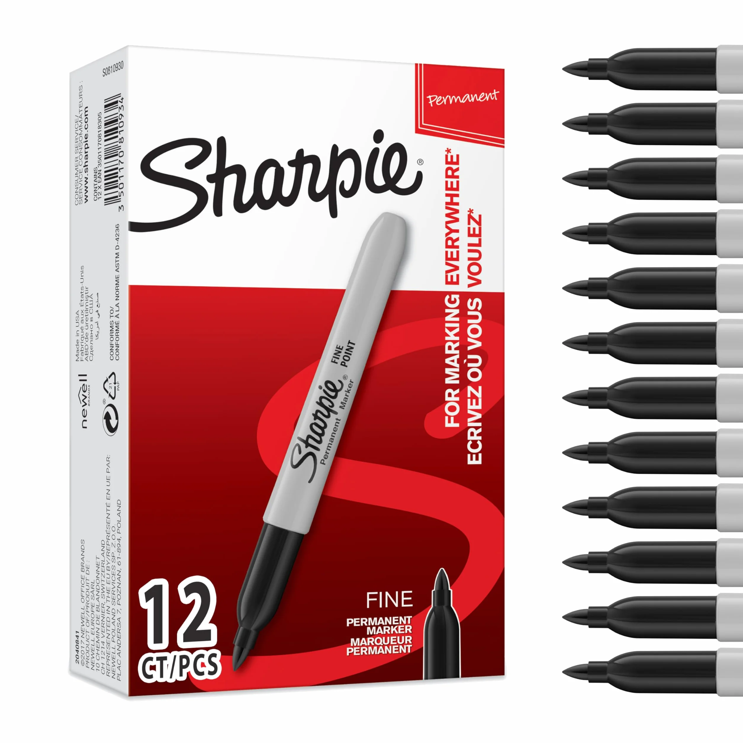 Sharpie Marker Czarny 12 sztuk