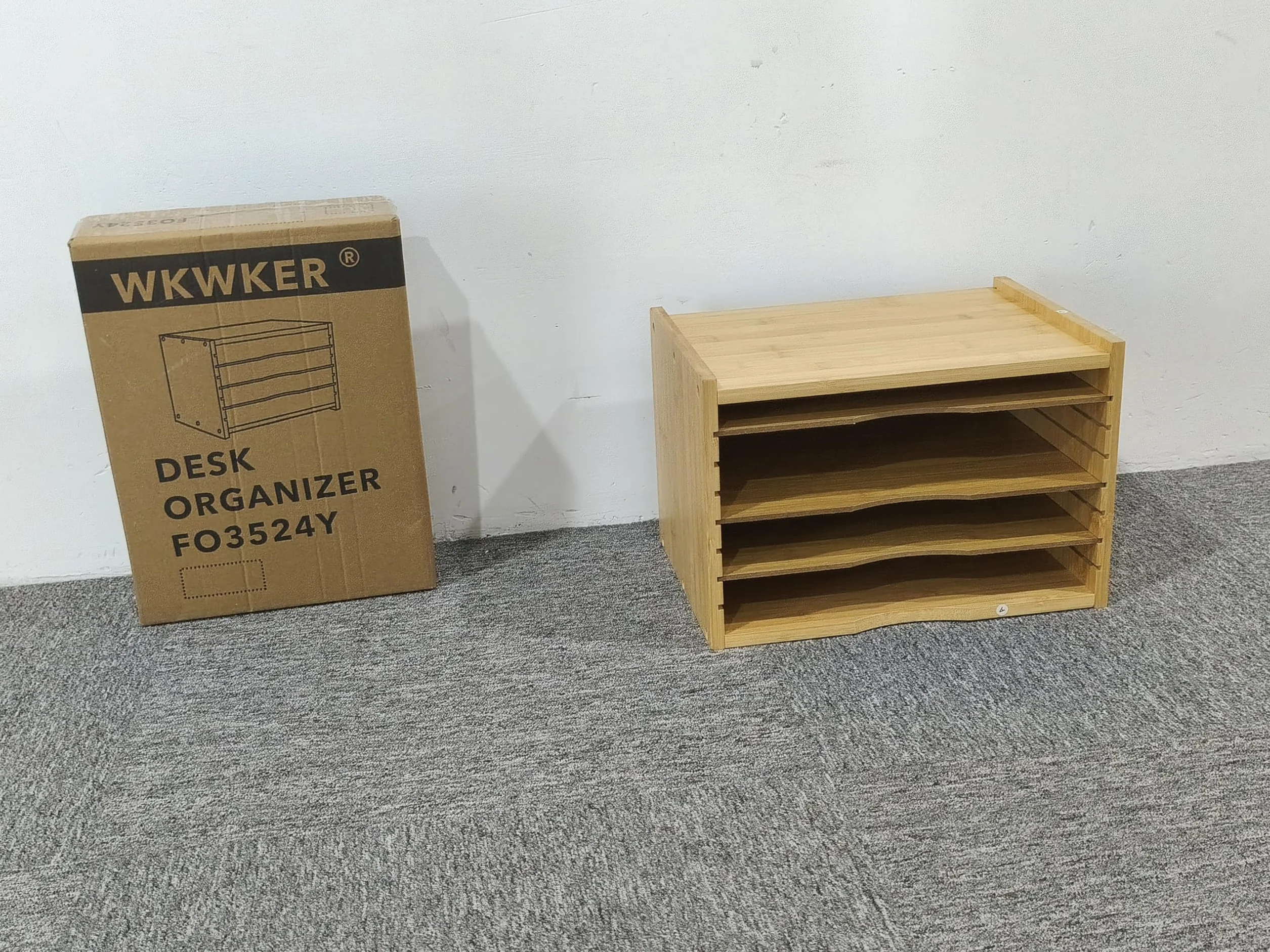WKWKER Bambusowa Taca Na Listy Z 3 Regulowanymi Półkami Organizer Na Biurko, 3-poziomowa Taca Na Papier Do Biura, Domu, Gabinetu, Przechowywania Na Biurku (Kolor Naturalny)