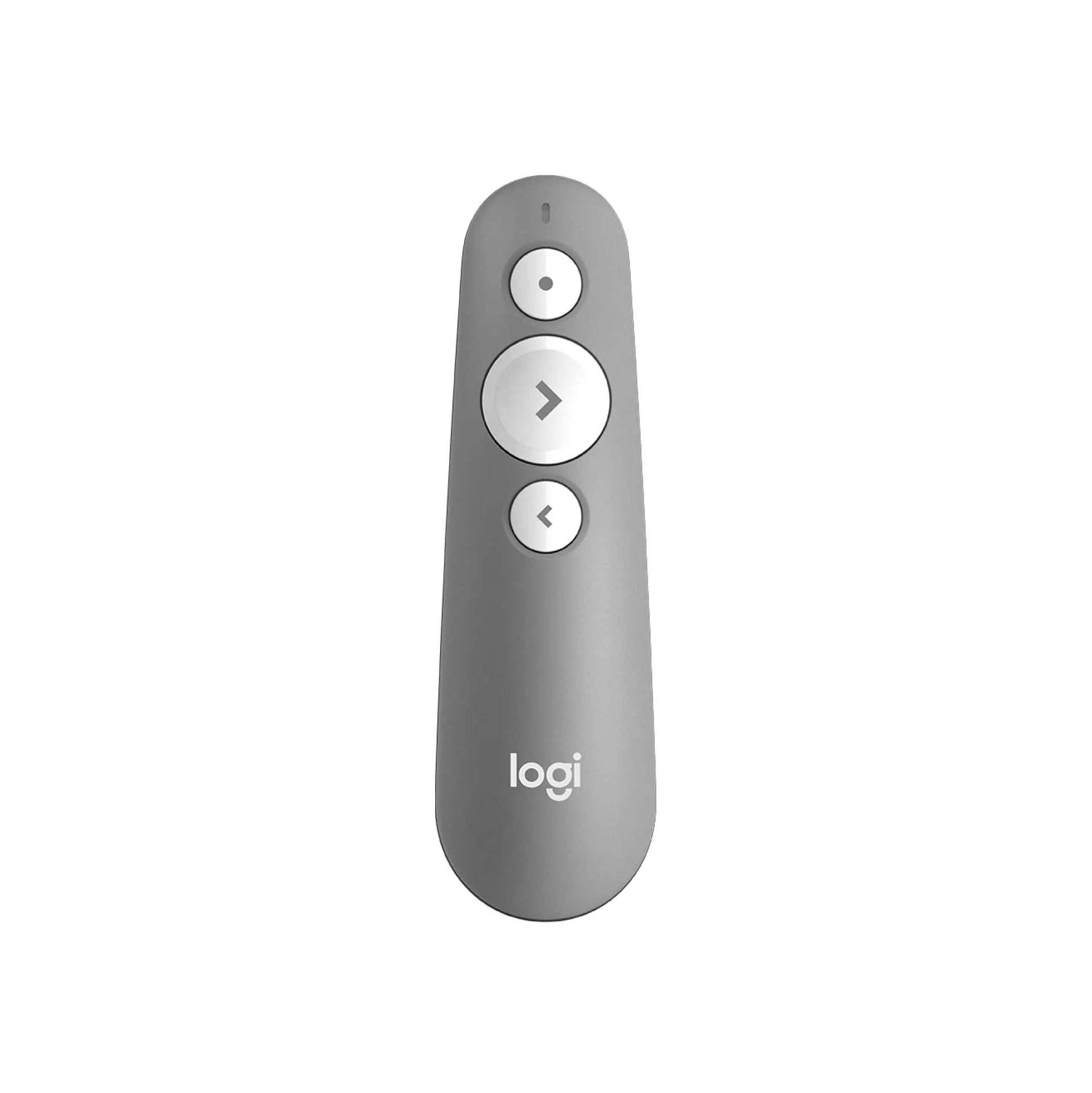 Logitech R500s Laserowy wskaźnik/Pilot do prezentacji (Klasa 1) – Bluetooth i USB; uniwersalna kompatybilność, inteligentna bateria: 12 miesięcy użytkowania - Jasnoszary