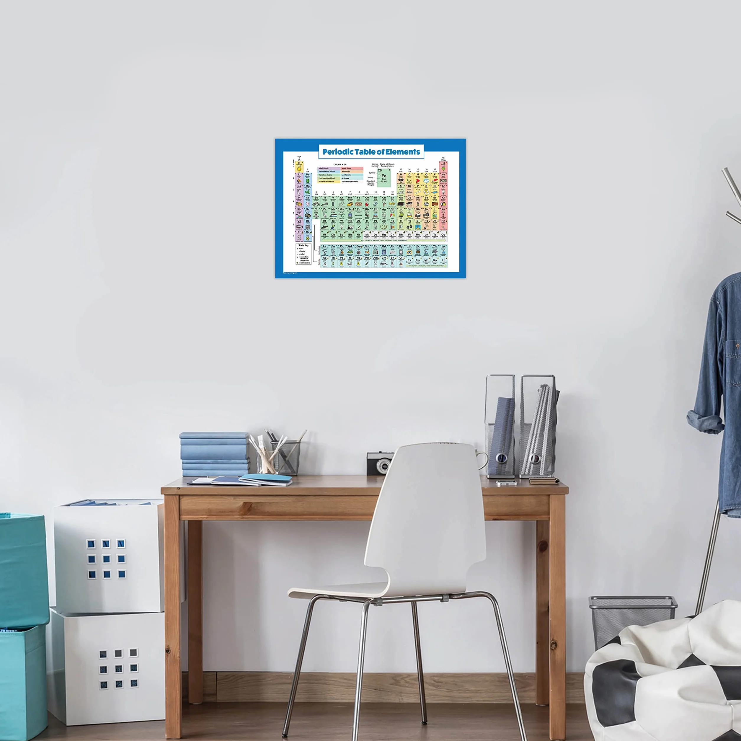 Układ okresowy pierwiastków plakat dla dzieci - laminowany - wykres naukowy i chemiczny do klasy - (45 cm x 61 cm)