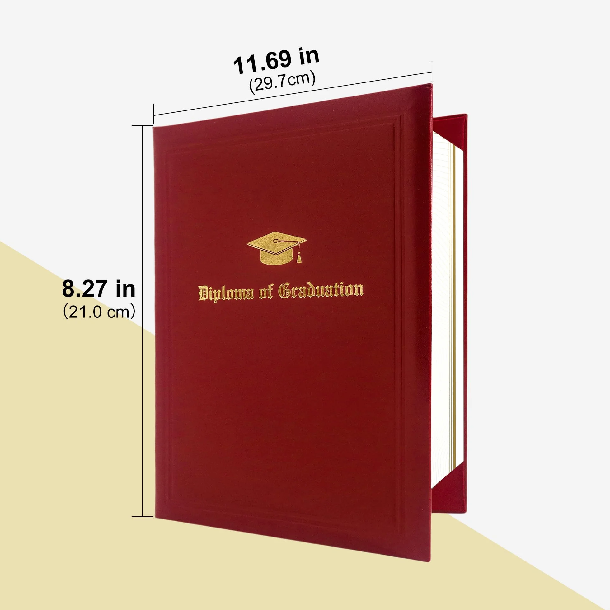 GraduatePro Posiadacz certyfikatu ukończenia szkoły A4 okładka na dyplom złota czapka nadruk dokument wyściełany twarda okładka papier uniwersytecki bordowy