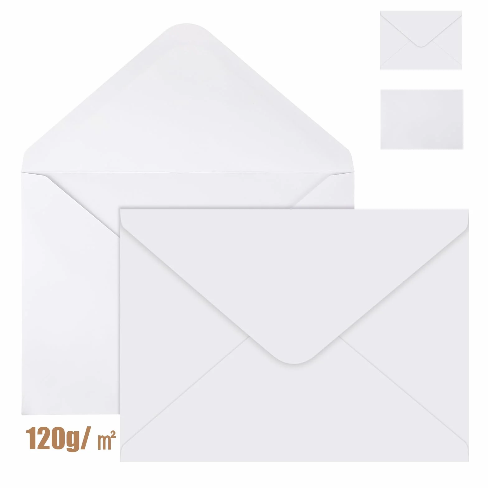 100 sztuk Białych Kopert z papieru Kraft 13x18 - Koperty B6, Biały papier kraft 120g/m², z klejeniem na mokro, na listy, kartki okolicznościowe, zaproszenia, kartki urodzinowe itp.