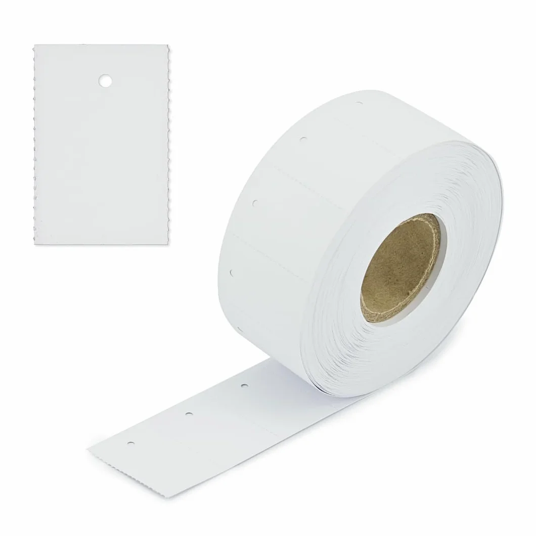Etykiety kartonowe z otworem 30 x 45 mm 1000 sztuk na rolce perforowane