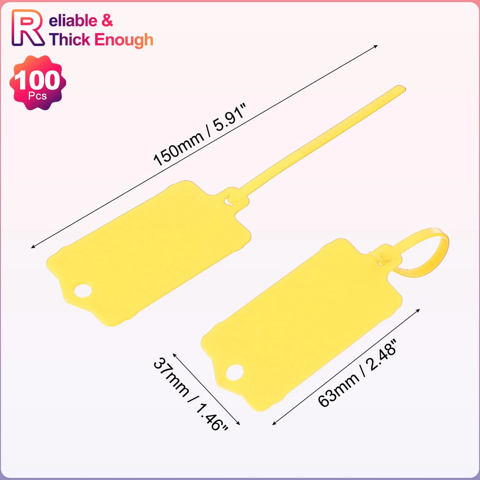 PATIKIL 100 szt. plastikowe etykiety identyfikacyjne wodoodporne 6,3 x 3,7 cm żółte