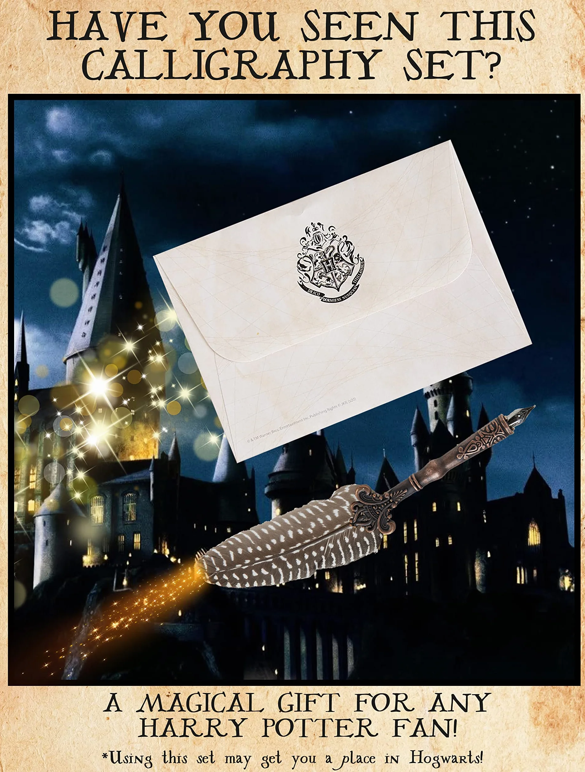 Harry Potter Zestaw do kaligrafii, zestaw atramentów do piór wiecznych z piórami i kopertami papierowymi Zestaw do pisania w butelce i pieczątki Pióro, prezenty