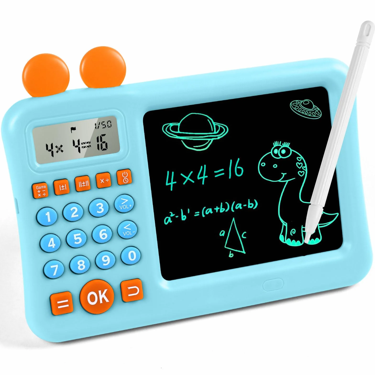 HOTUT Zabawki edukacyjne, kalkulator matematyczny dla dzieci, odporna na upadki, podkładka do rysowania, nauka w wieku przedszkolnym, z tablicami do rysowania LCD, zabawki Montessori, dla dzieci w