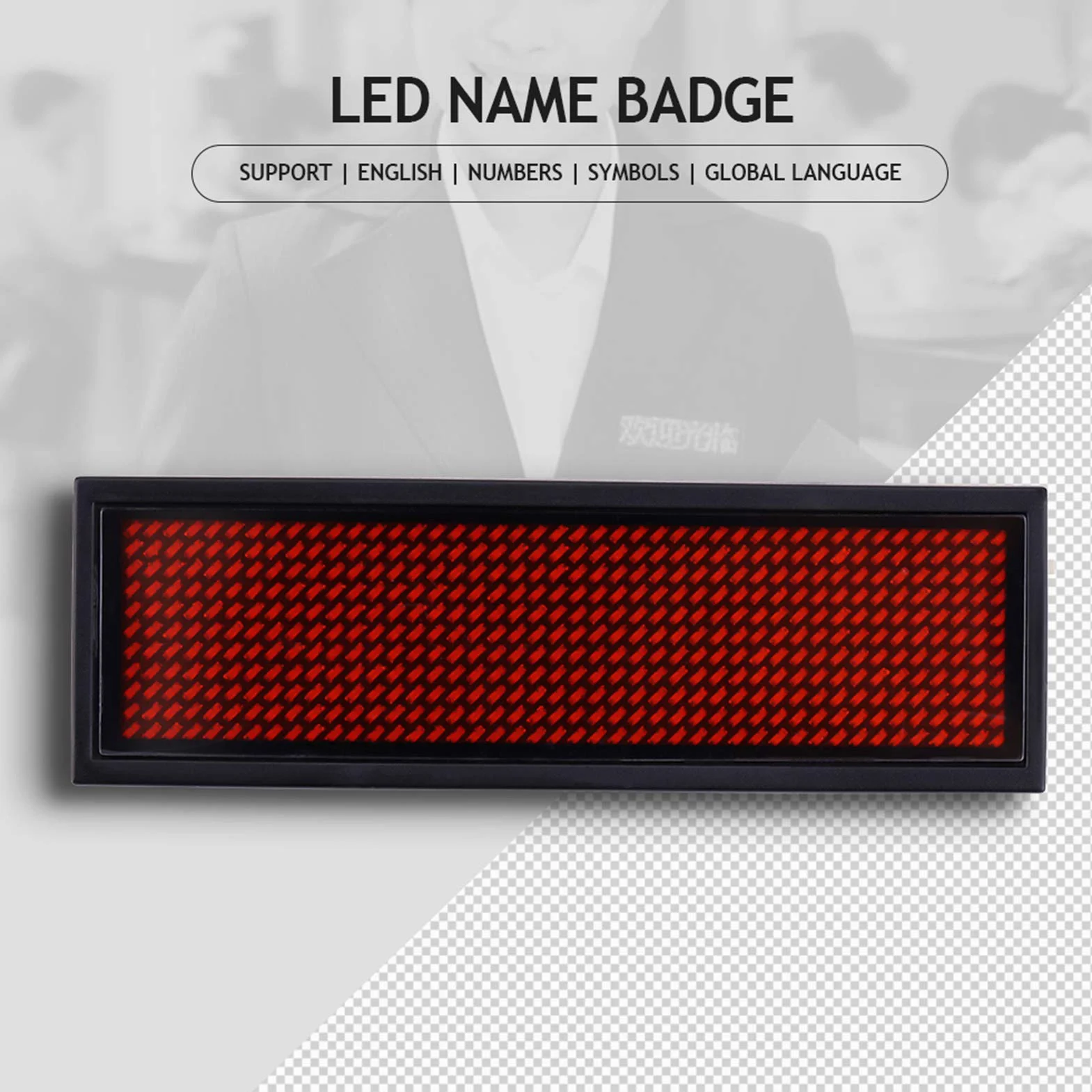 Tablica LED z Imieniem Obsługująca Angielskie, Europejskie Znaki i Symbole