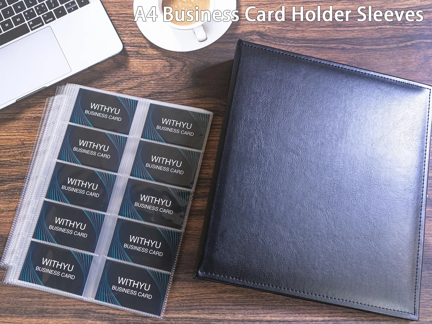 WITHYU 30 arkuszy z 600 kieszeniami na wizytówki, segregator A4, 2/3/4, segregator, etui na karty kredytowe, ultra przezroczyste wizytówki z 11 otworami, dwustronne, 10 kieszeni, rozmiar A4