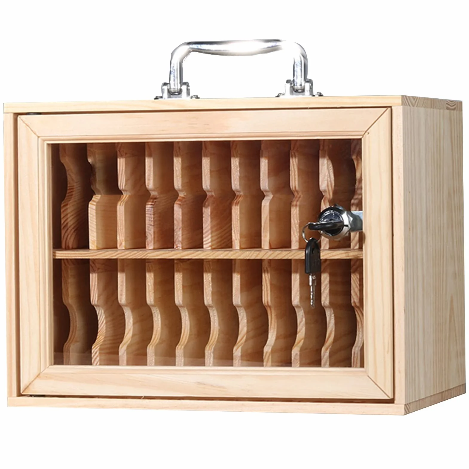 Mobile Phone Storage Box With Handle,multifunctional Portable Cell Phones Storage Cabinet,Easy-To-Carry Mobile Phone Storage Box (Color : Orange, S : 24)