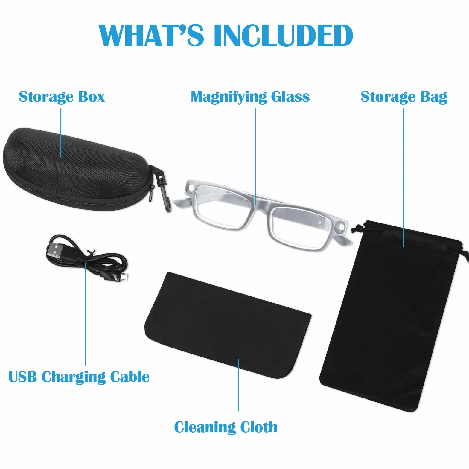 Lupy ze światłem LED 300% ładowane przez USB okulary powiększające do czytania hobby