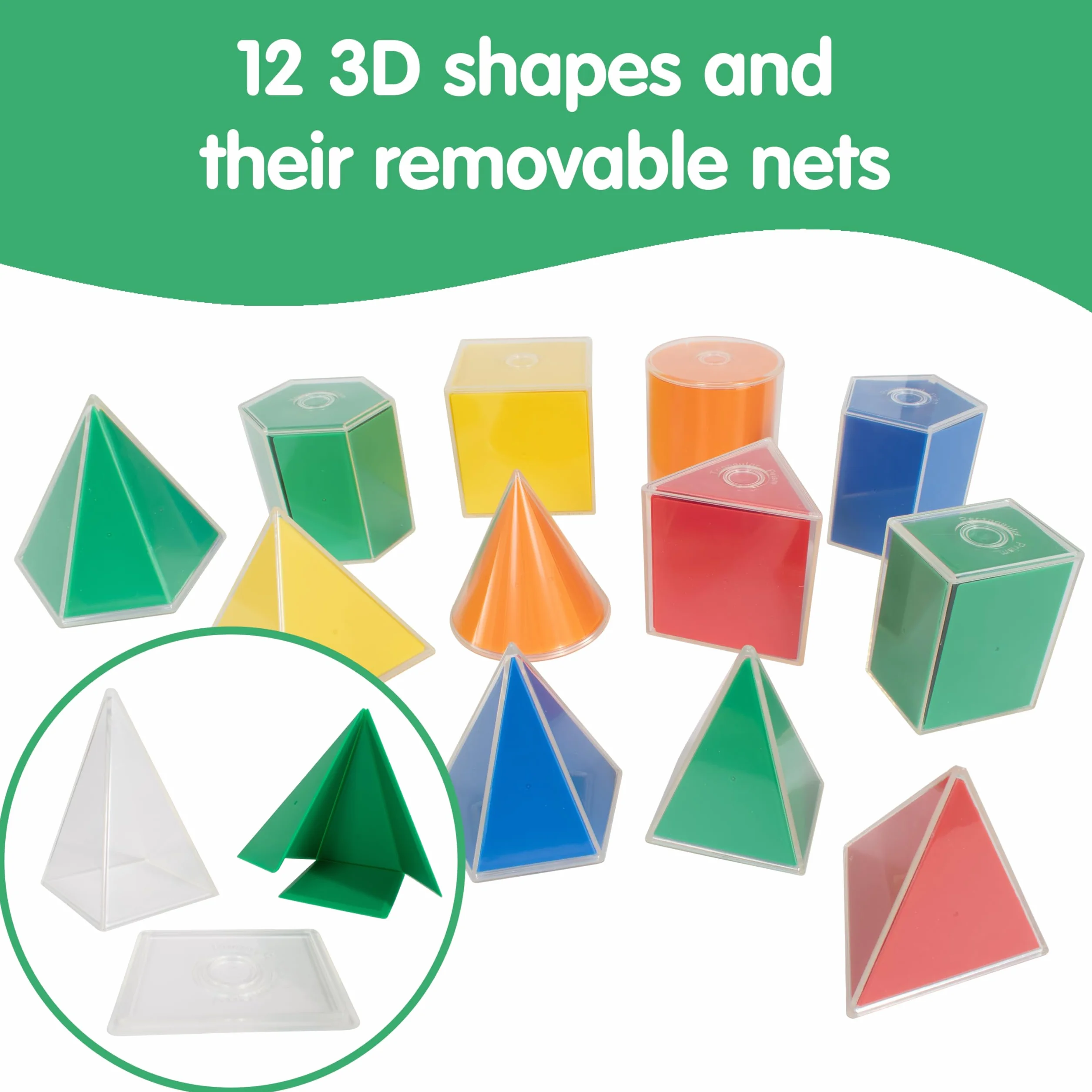 edxeducation 2D3D Geometryczne Bryły Zestaw 24 Kształtów Siatek i Przewodnik