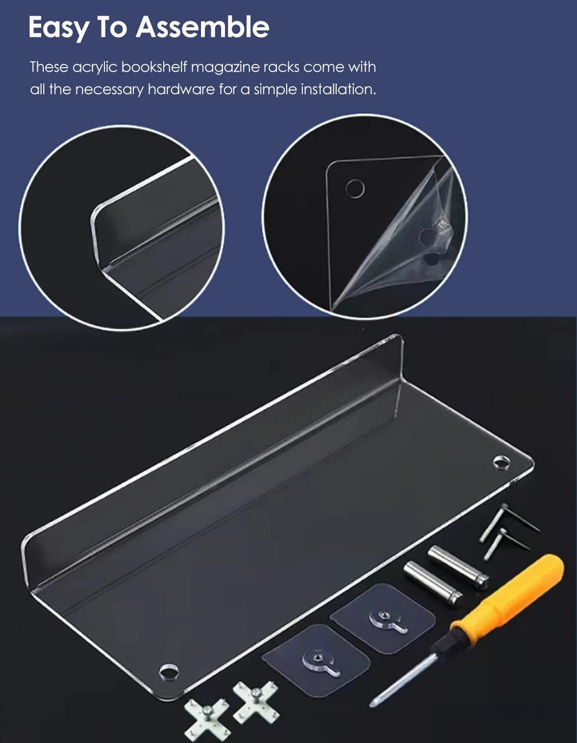 Acrylic Magazine Rack Brochure Holder 3-Pack Wall Hanging Display Stand for Storage Flyer Literature Orange